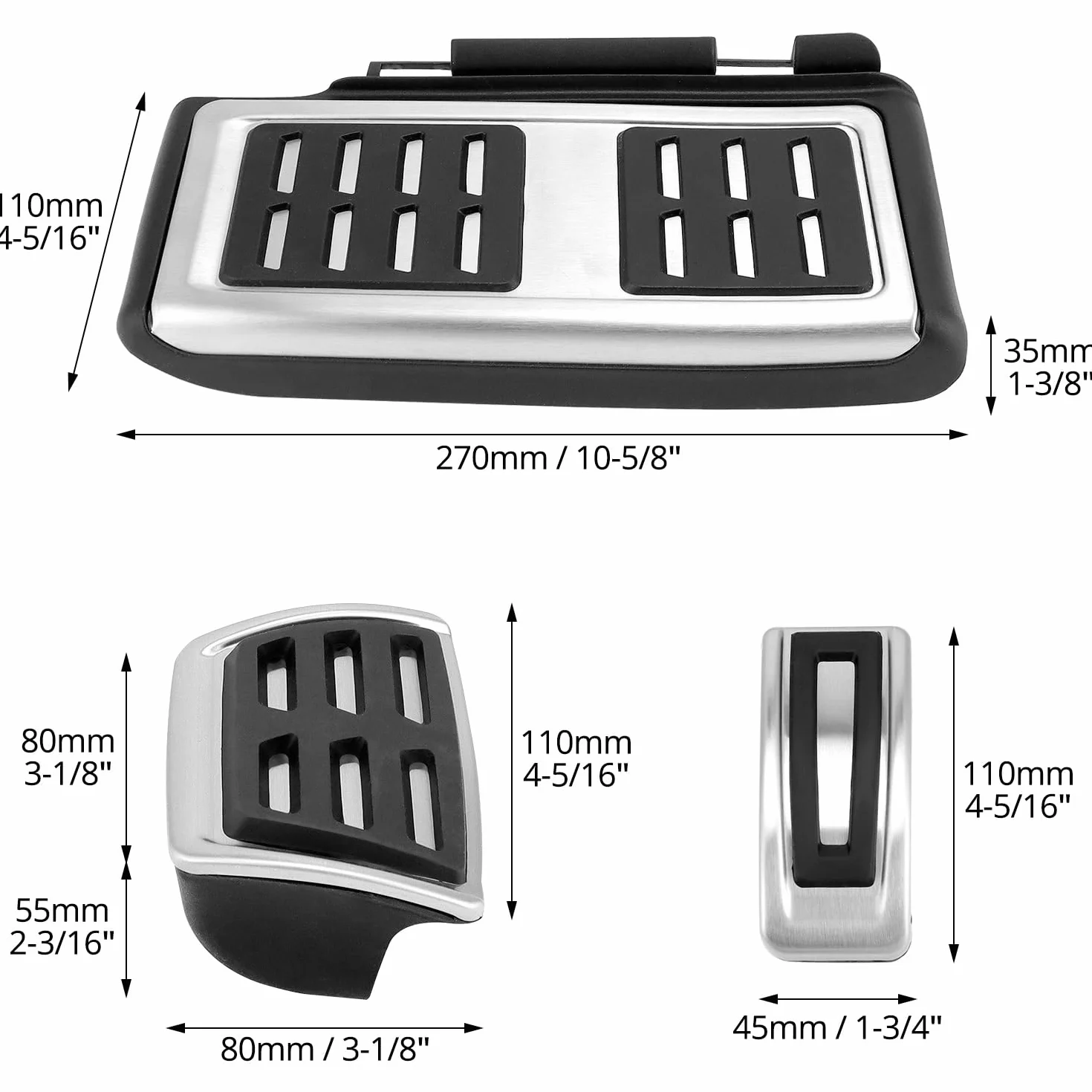 QWORK® Osłona na pedały ze stali nierdzewnej podnóżek pedały hamulca osłona na pedały, kompatybilny z VW Golf 7