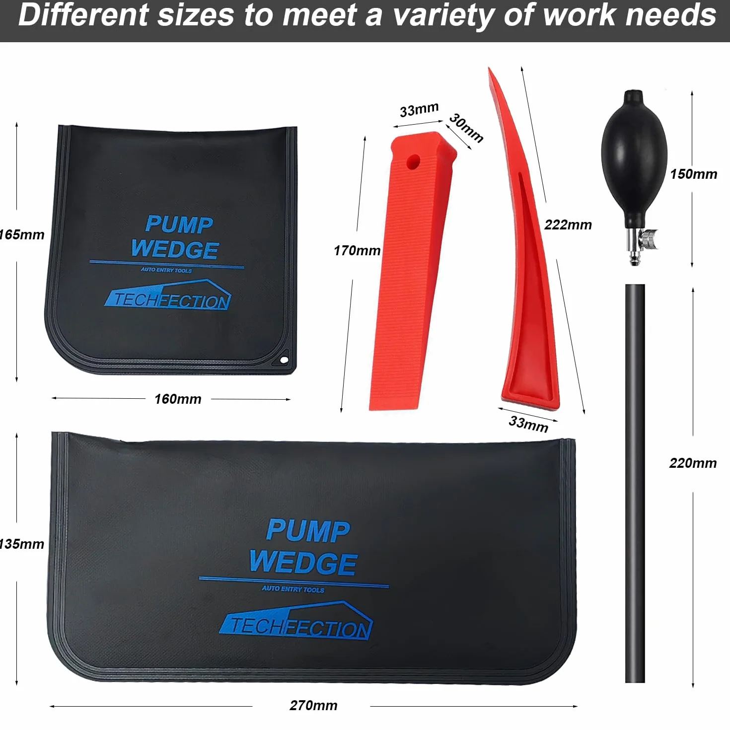 4 sztuki poduszek montażowych Air Pump Wedge poduszka powietrzna montaż poduszka rozprężna poduszka montażowa napinacz pneumatyczny (Kwadratowe+Prostokątne)