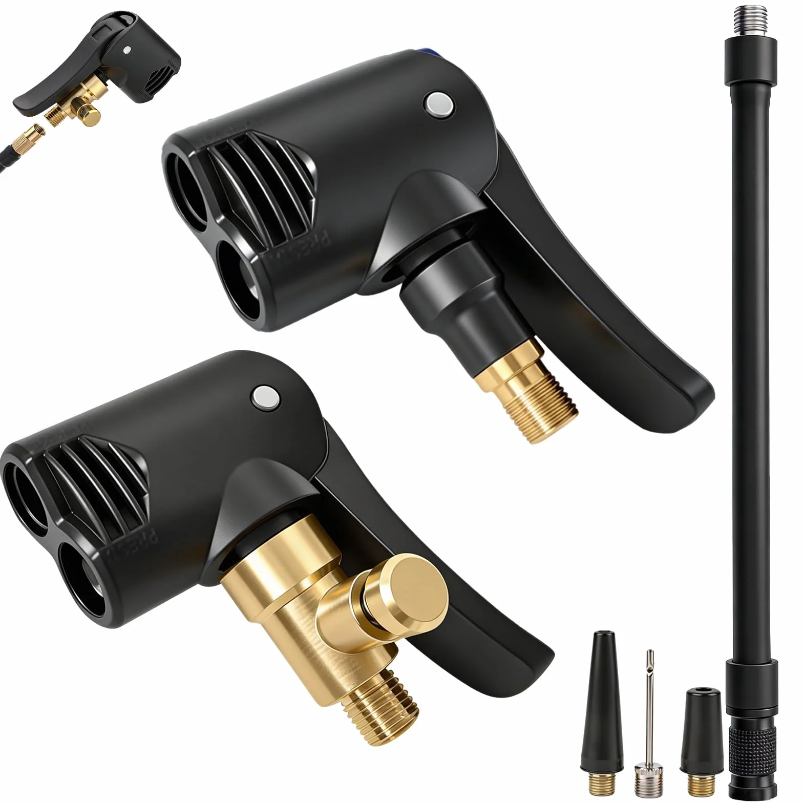 Adapter do wentylu francuskiego mosiężny 2 sztuki z wężem do pompowania opon rower motocykl samochód ciężarówka czarny