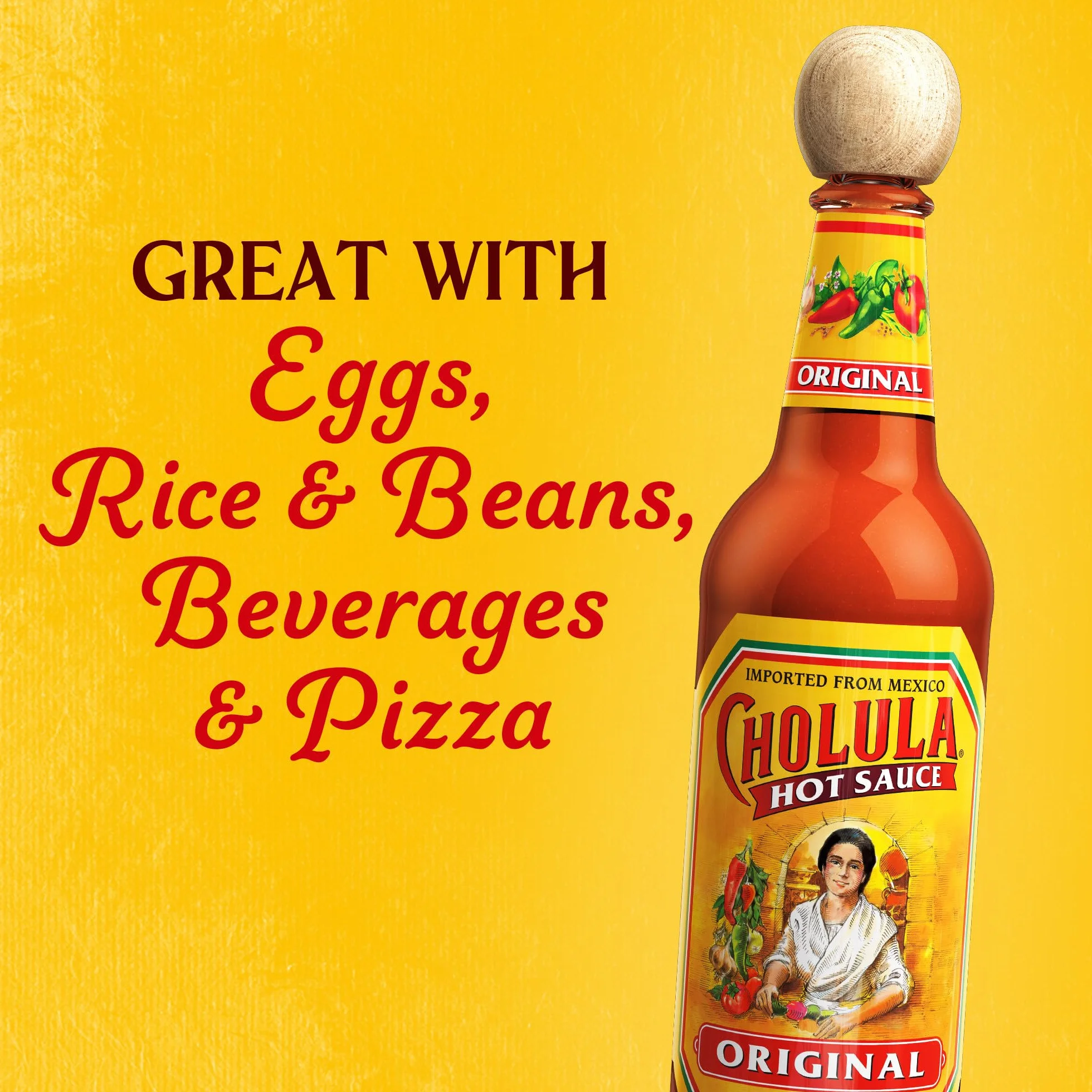 Cholula Oryginalny gorący sos z drewnianą nakładką, 5 oz