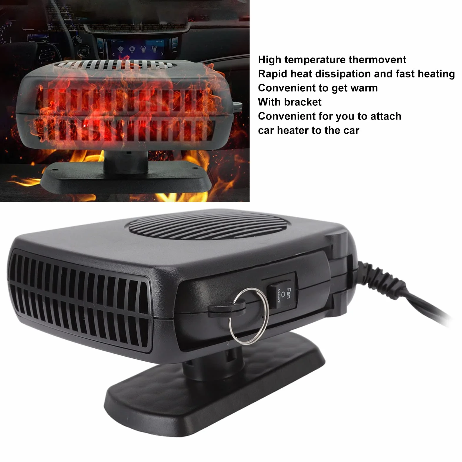 Nagrzewnica Samochodowa 150W 24V, Mini Nagrzewnica Elektryczna z funkcją Chłodzenia, Przenośna Nagrzewnica Samochodowa i Odmrażacz do Samochodu