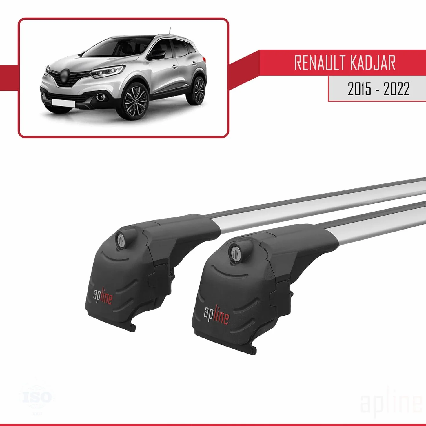 Bagażnik dachowy Renault Kadjar 2015-2022 ACE-2 relingi szary aluminium 2 drążki