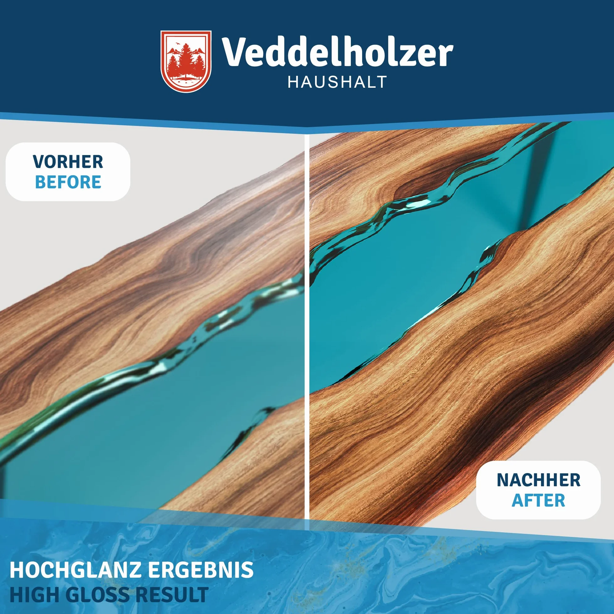 Veddelholzer Profesjonalna pasta polerska 200 ml + gąbka do polerowania do mebli i stołów z żywicy epoksydowej, szkła akrylowego, poliestru, żelokatu oraz tworzyw sztucznych wzmocnionych włóknem