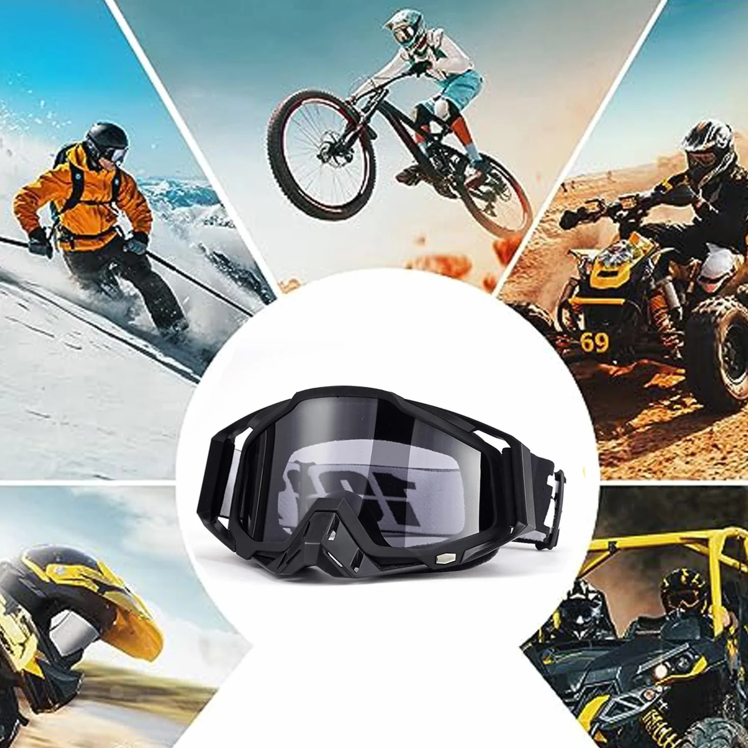 Pyłoszczelne gogle motocyklowe maska MTB motocrossowa przezroczysta