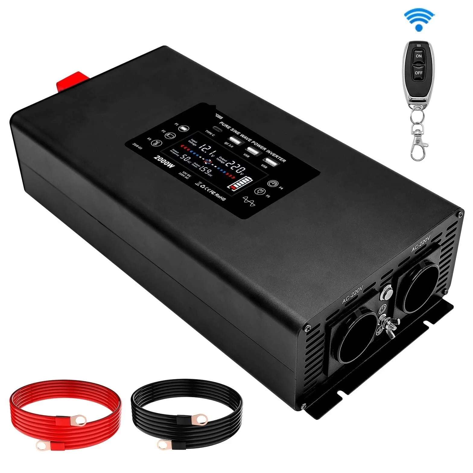 Falownik, Czysta fala sinusoidalna przetwornica mocy moc szczytowa 4000W DC 12V 24V 36V 48V 60V do AC 220 230 ciągła 2000W