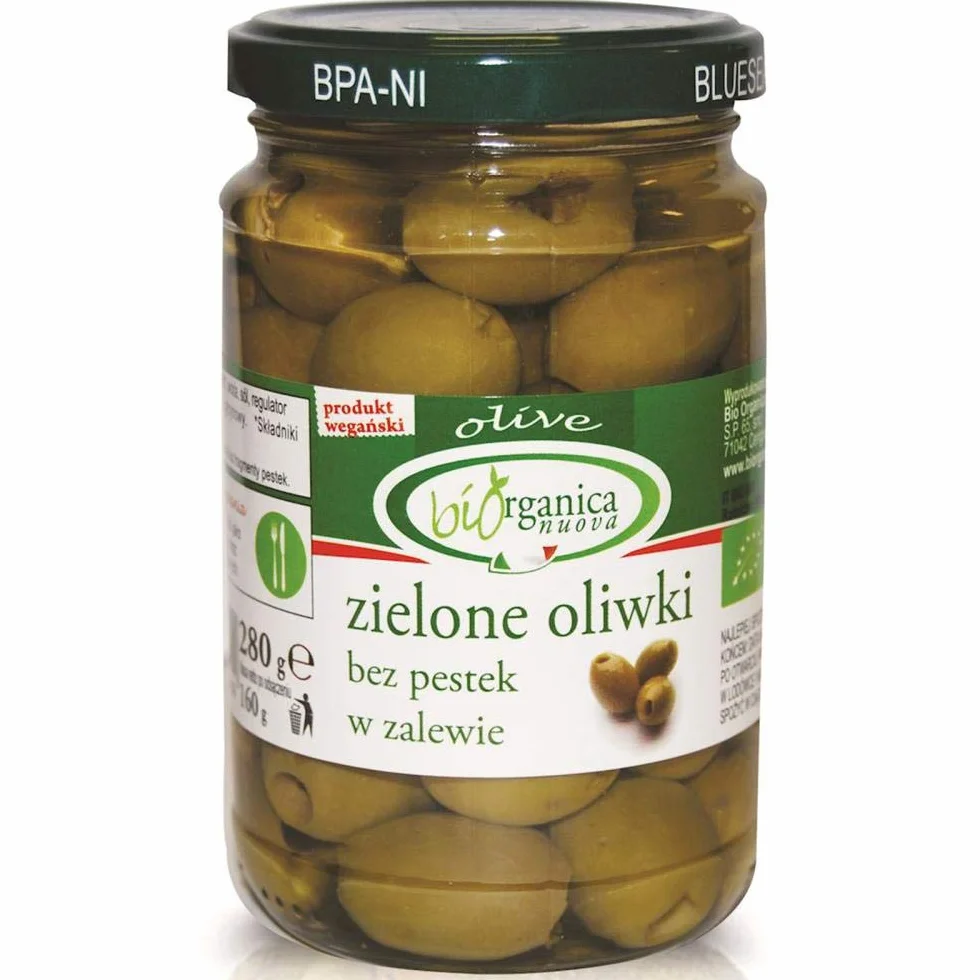 BIORGANICA NUOVA Oliwki zielone bez pestek w zalewie 280g BIO
