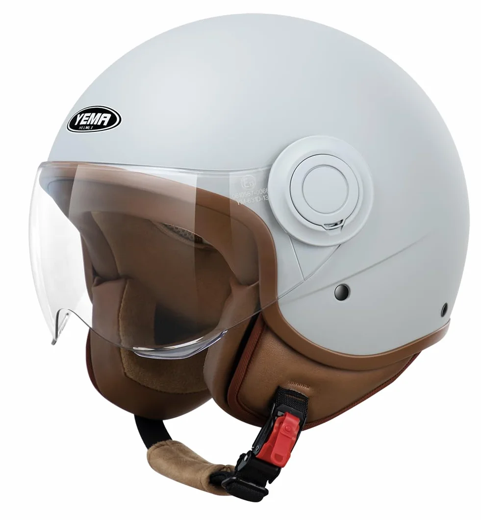 YEMA Kask motocyklowy typu jet DW-631 motorower ECE 3/4 półkask dla mężczyzn i kobiet