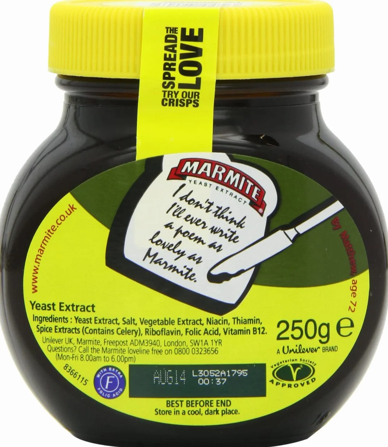 Marmite Yeast Extract 2 x 250 g (500 g) - pasta przyprawowa, ekstrakt drożdżowy, do smarowania, 1774