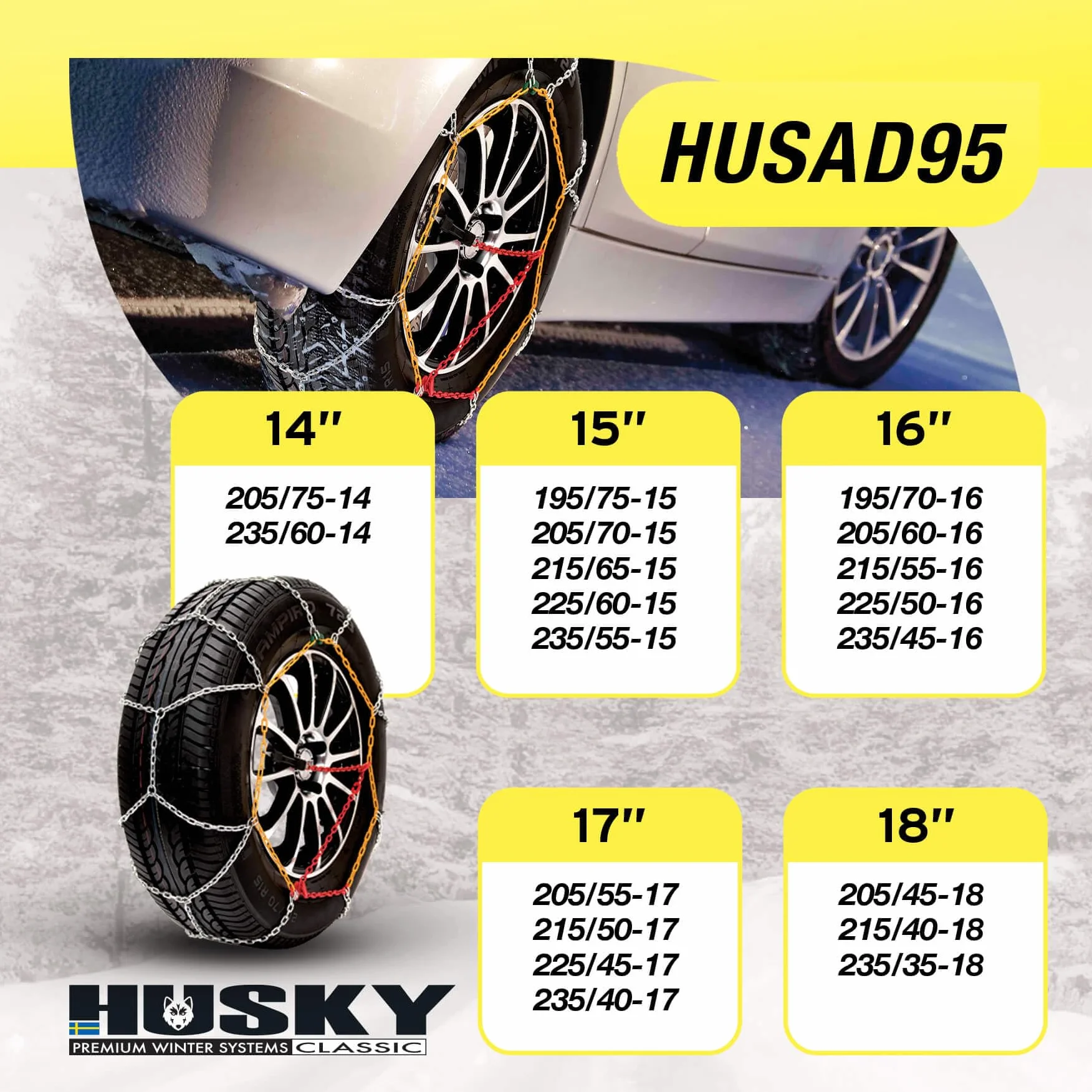 Sumex HUSAD95 KN95 Husky Advance łańcuchy śniegowe 9 mm