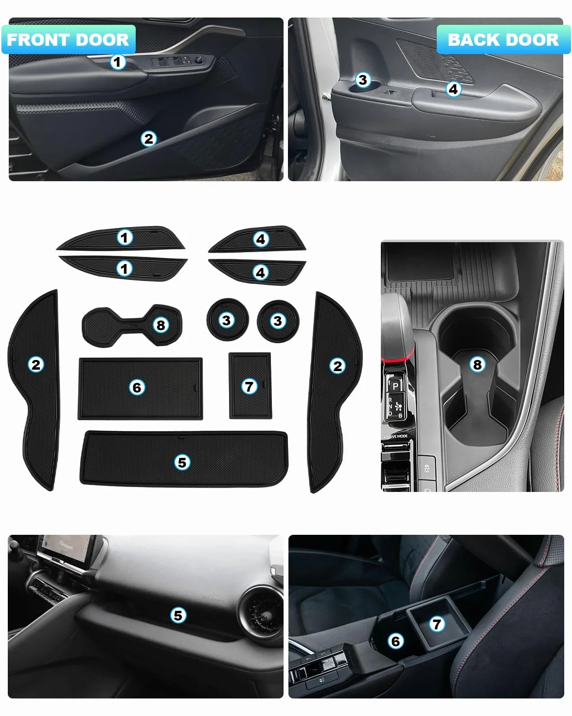 CDEFG Dywaniki gumowe kompatybilne z Toyota CHR C-HR 2024 2025, Facelift, maty antypoślizgowe C-HR, antypoślizgowe, antypoślizgowe gumowe maty samochodowe, CHR, hybrydowe akcesoria (czarne)