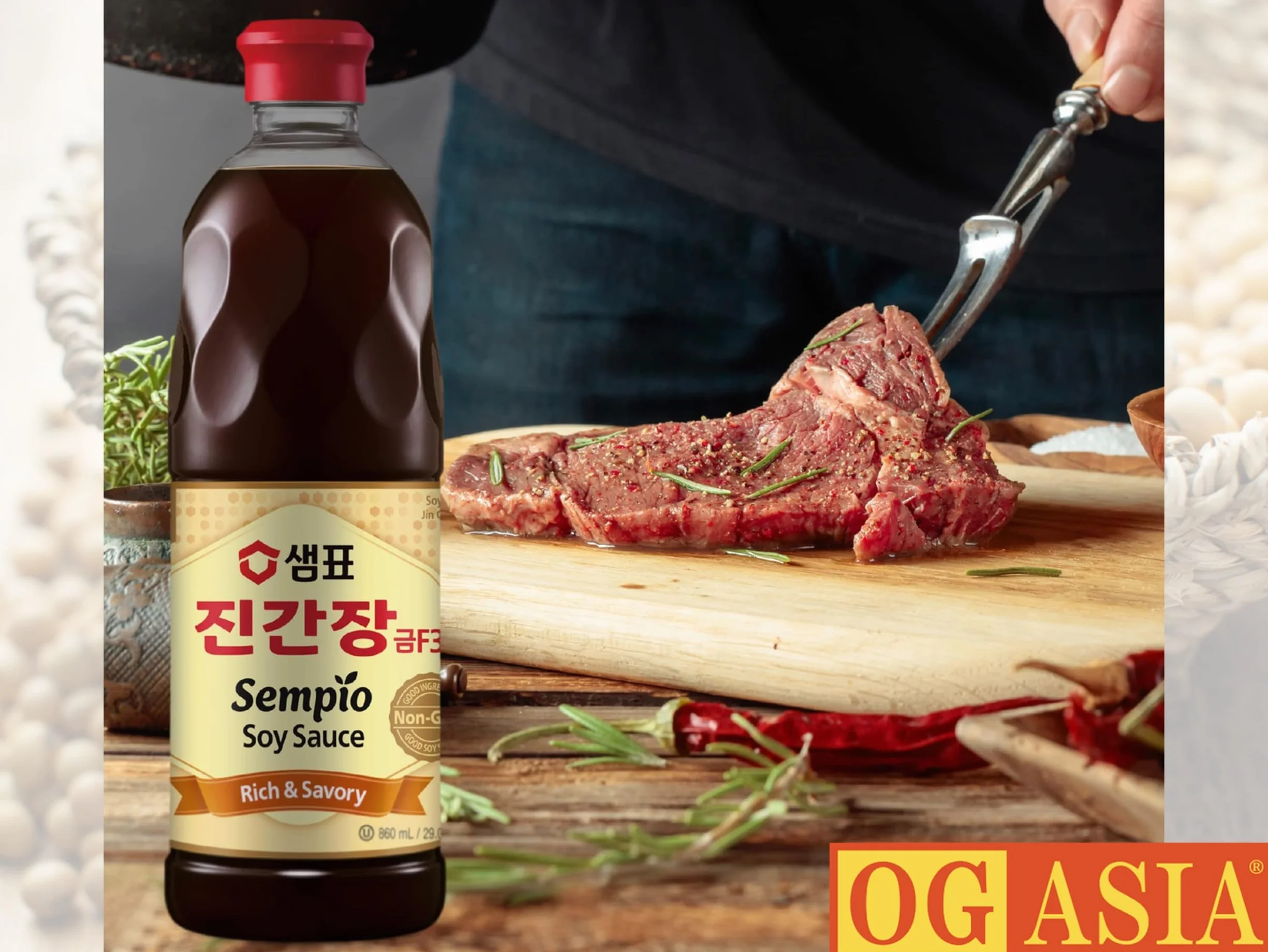 SEMPIO F3 Gold sos sojowy – ciemny sos sojowy – naturalny, bez inżynierii genetycznej – OG ASIA – 860 ml