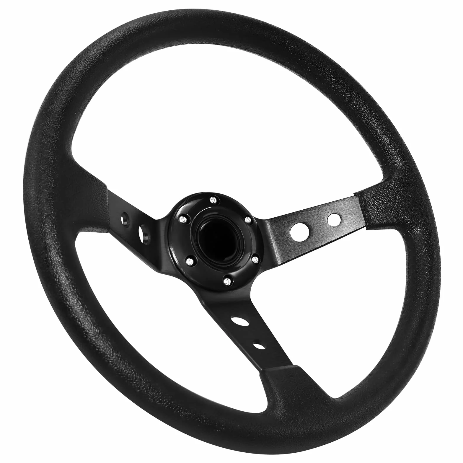 uniwersalna kierownica wyścigowa, do driftu, 34,5 cm, 6 śrub, winylowa, skórzana, z narożnym przyciskiem, do wyścigów, rajdów, sportów motorowych, symulacji jazdy samochodem (czarna)