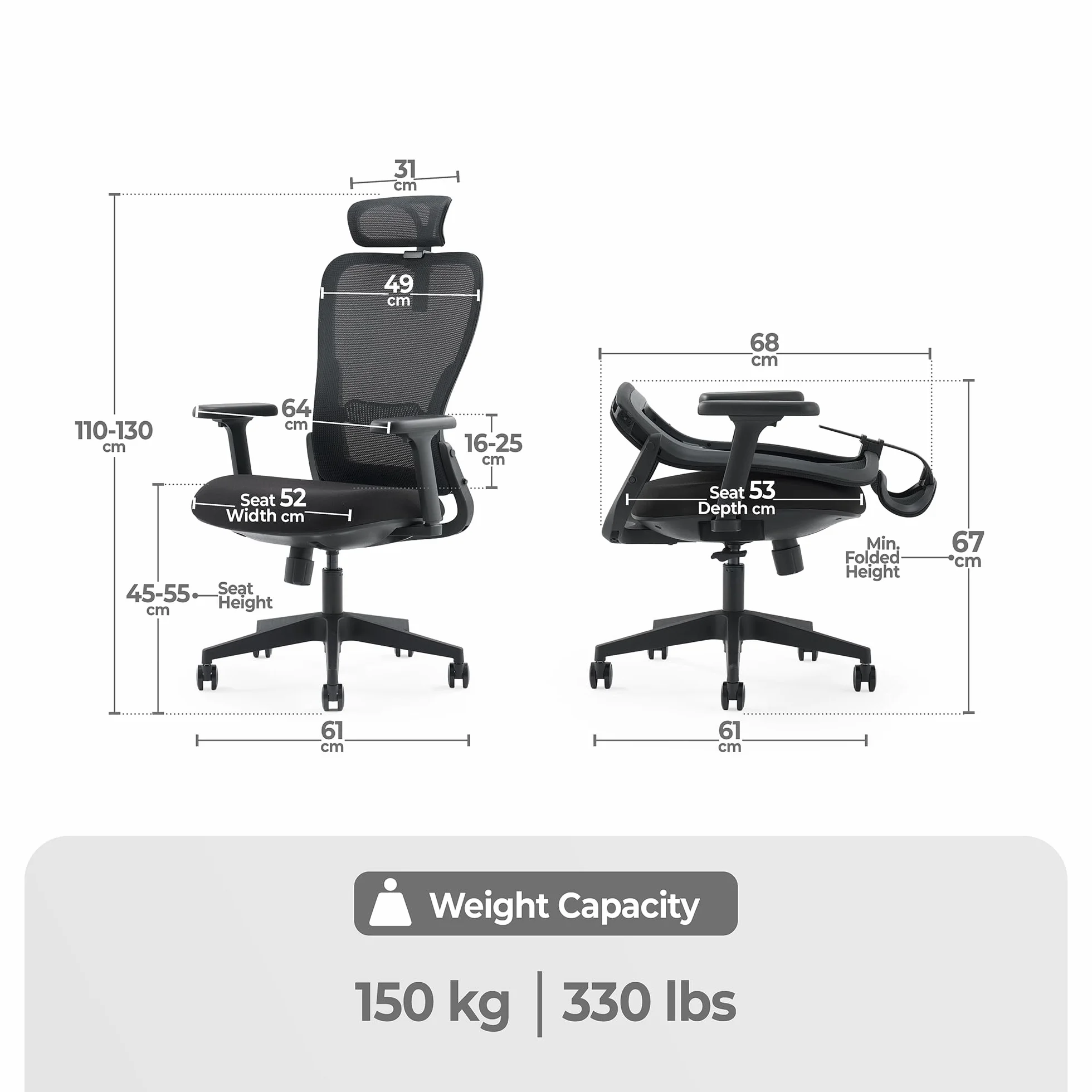Tervo Model Y, składane krzesło biurowe do małych pomieszczeń, krzesło dla graczy dla dorosłych i dzieci, ergonomiczne krzesło komputerowe z siatki, składane krzesło biurkowe, do pracy w domu, model Y