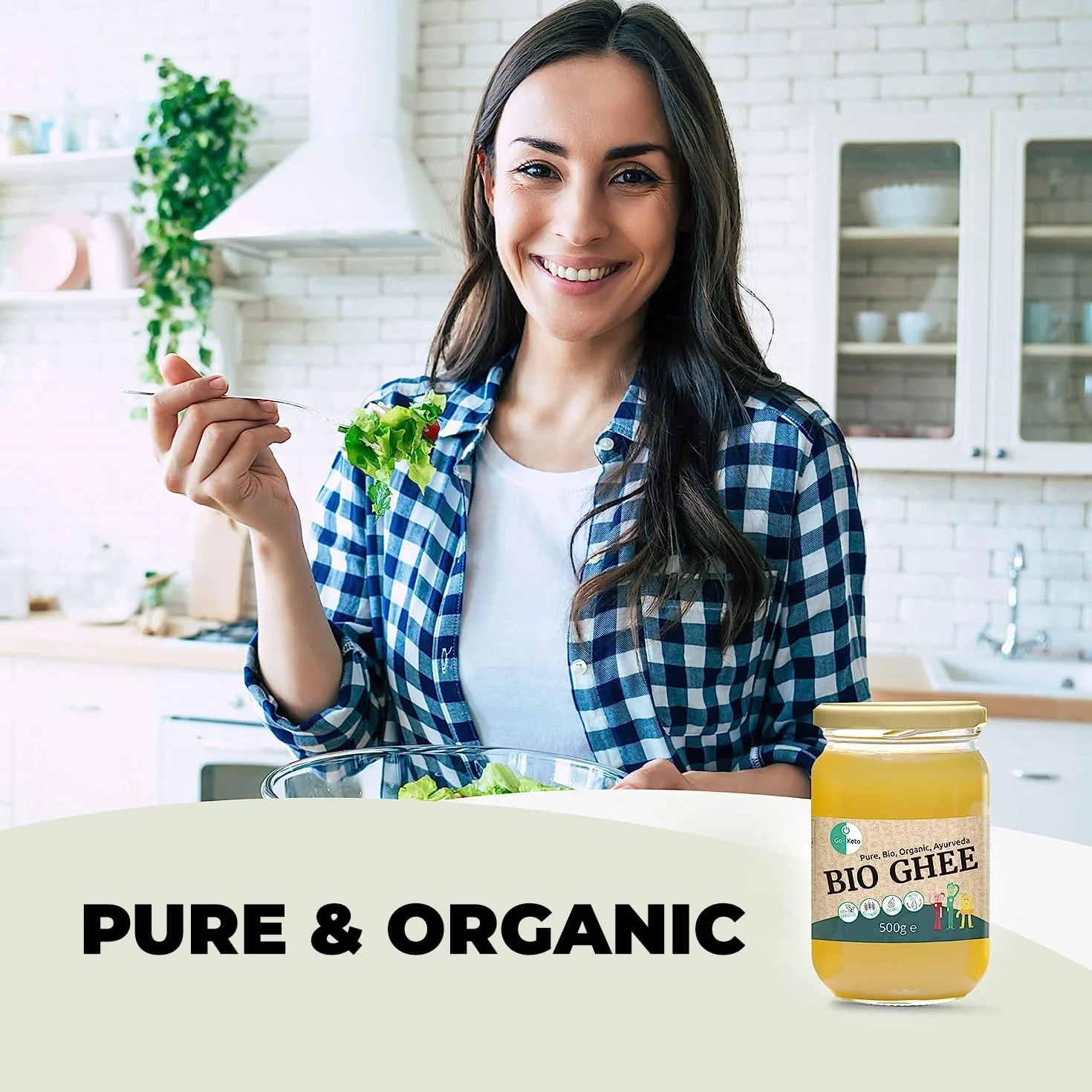 Go-Keto BIO Ghee, 500g | 100% masło klarowane, certyfikat BIO, Ayurveda | idealne dla diety keto | idealne do pieczenia i smażenia | bez laktozy, bez glutenu, low carb