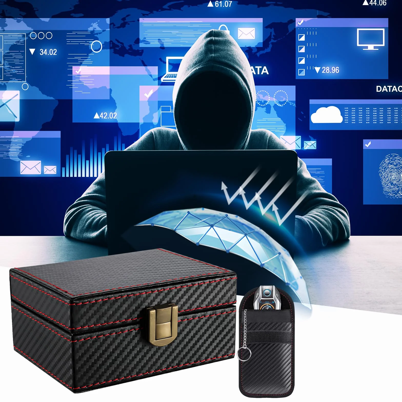 Etui Faraday na klucze, pudełko Faraday z etui Faradaya, ochrona przed kradzieżą i RFID