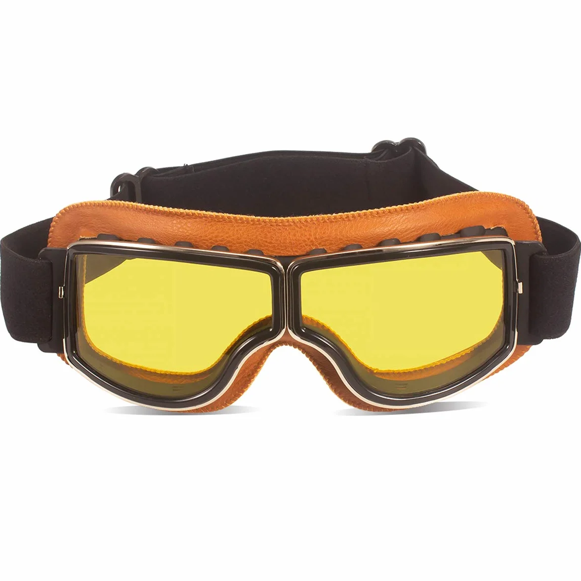 Retro Pilot Gogle Motocyklowe Kask ATV Bike Motocross Okulary Kask Okulary Ochronne (Żółte/Żółte Szkła)