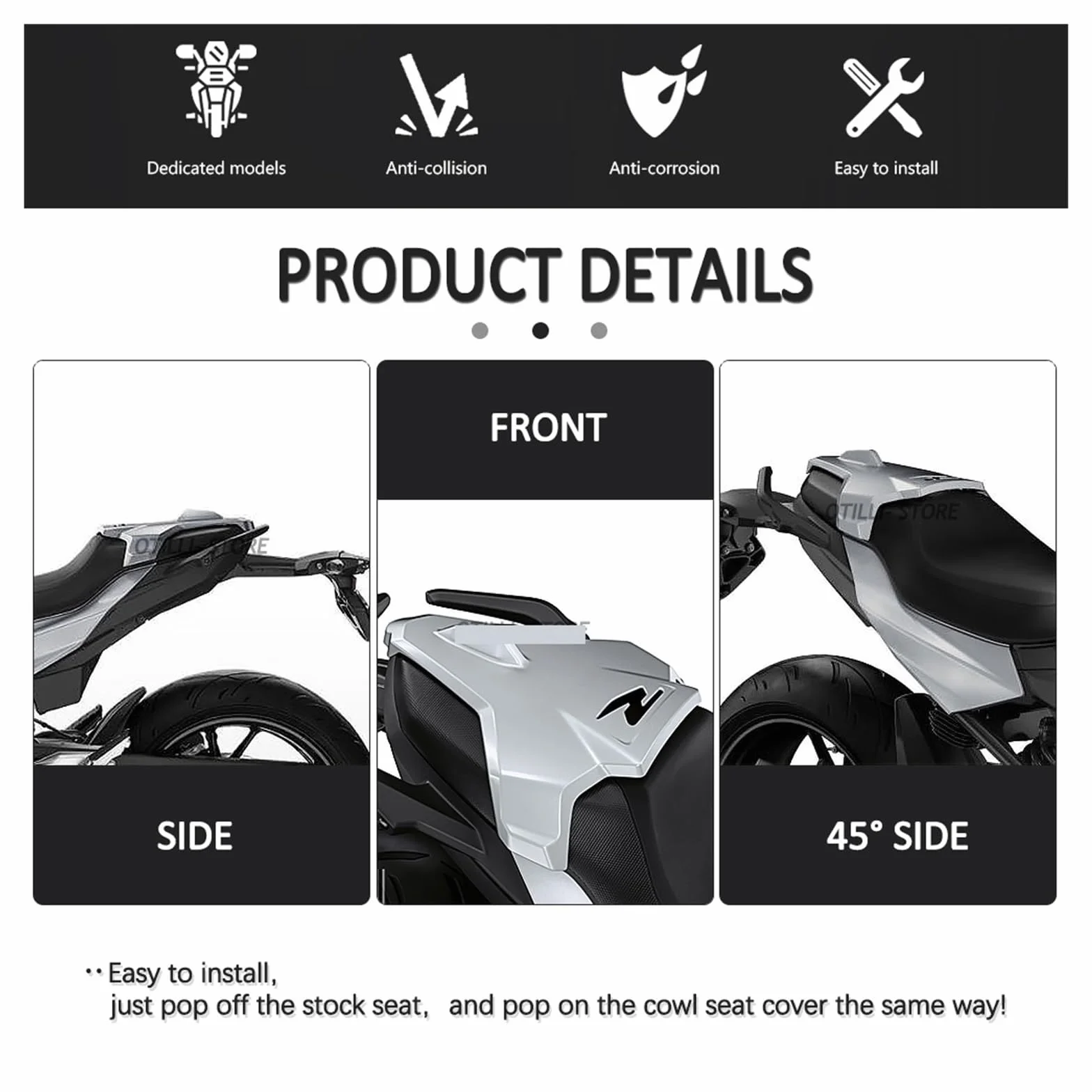 Kompatybilny Z BMW, F900R F900XR F900 XR Osłona Siedzenia Motocykla Tylna Sekcja Motocykla Tylna Osłona Siedzenia Pasażera Owiewka 2020-2021(Blue)