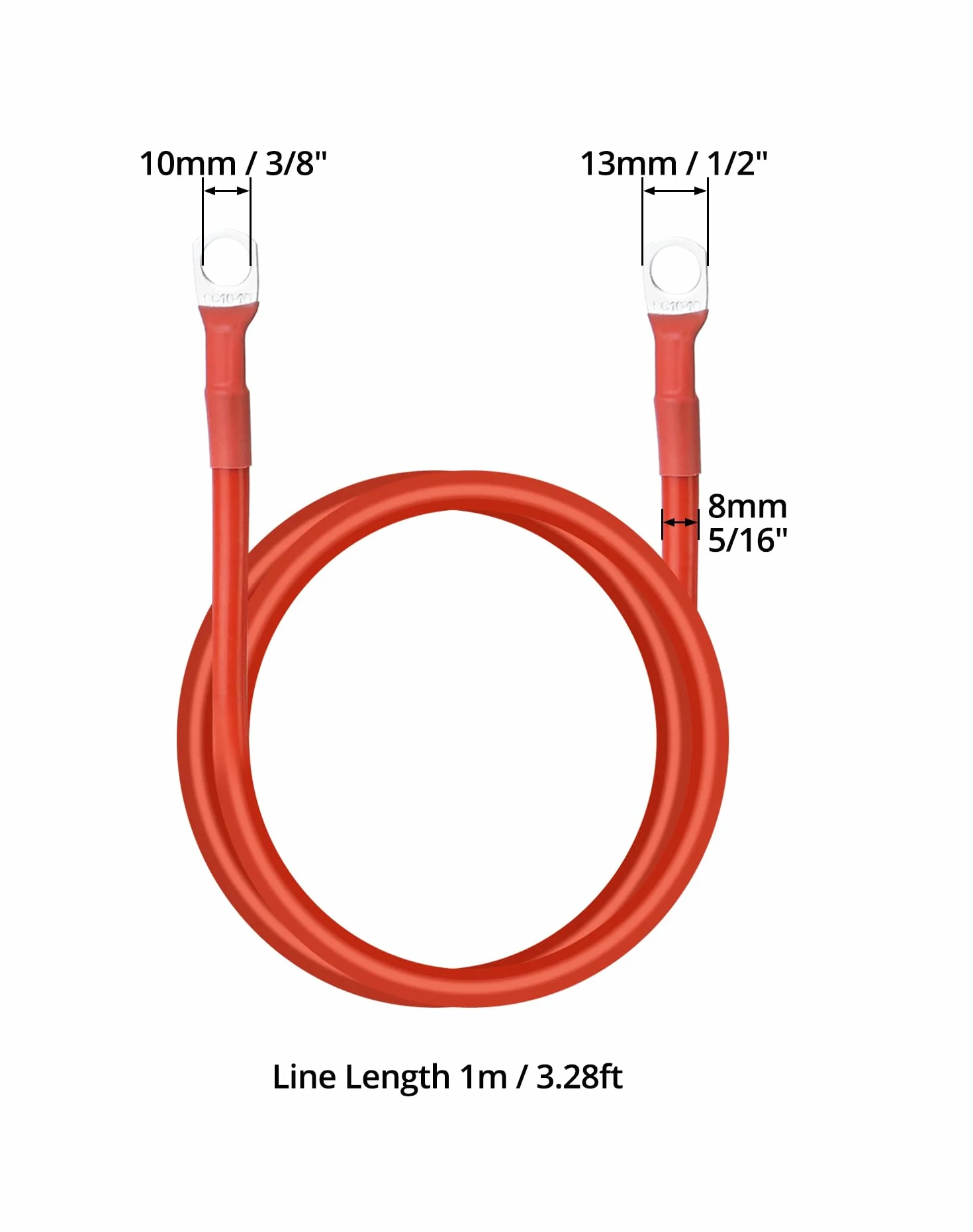 Kabel akumulatora samochodowego 5 AWG 16 mm² 100 cm 12 V z pierścieniem zaciskowym M10