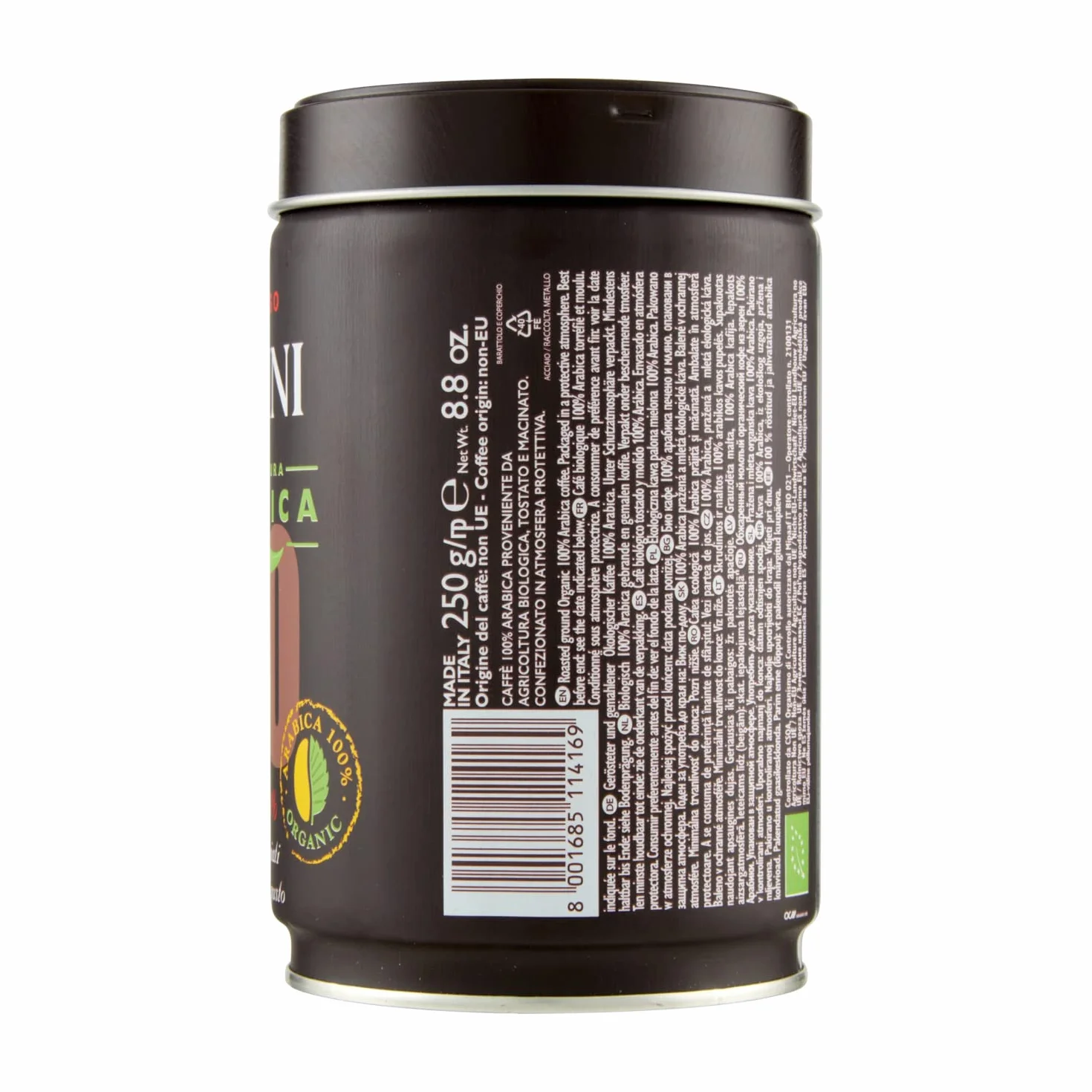 PELLINI Bio Kawa Mielona Arabica 100% Palona do Moka 250g Puszka