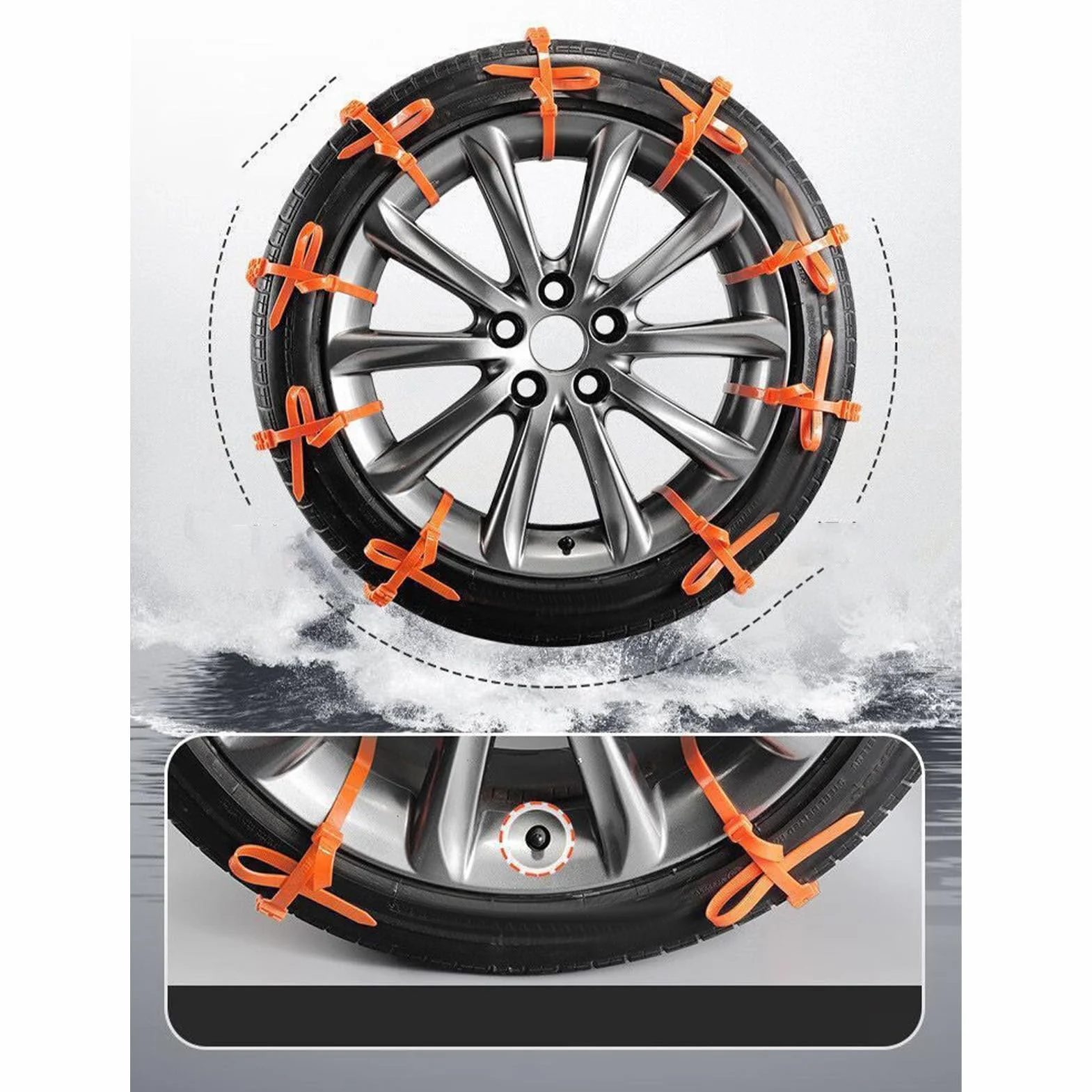 Snow Chains Anti Slip Wheel Traction Device 10 Pieces Zip Ties For Car Tires Sedan SUV Truck Winter Driving Road Safety Kit