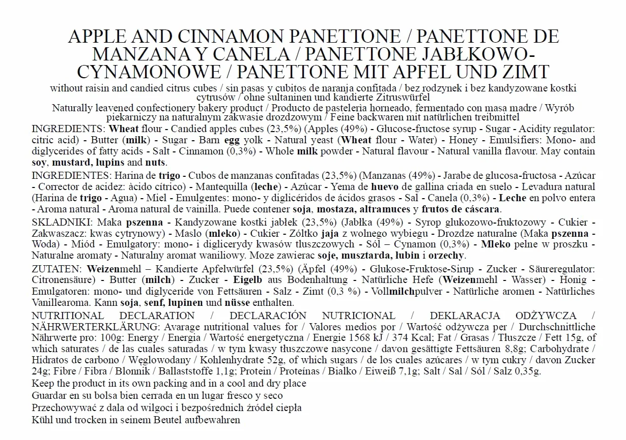 Vergani Panettone Gourmet Jabłko i Cynamon 750g