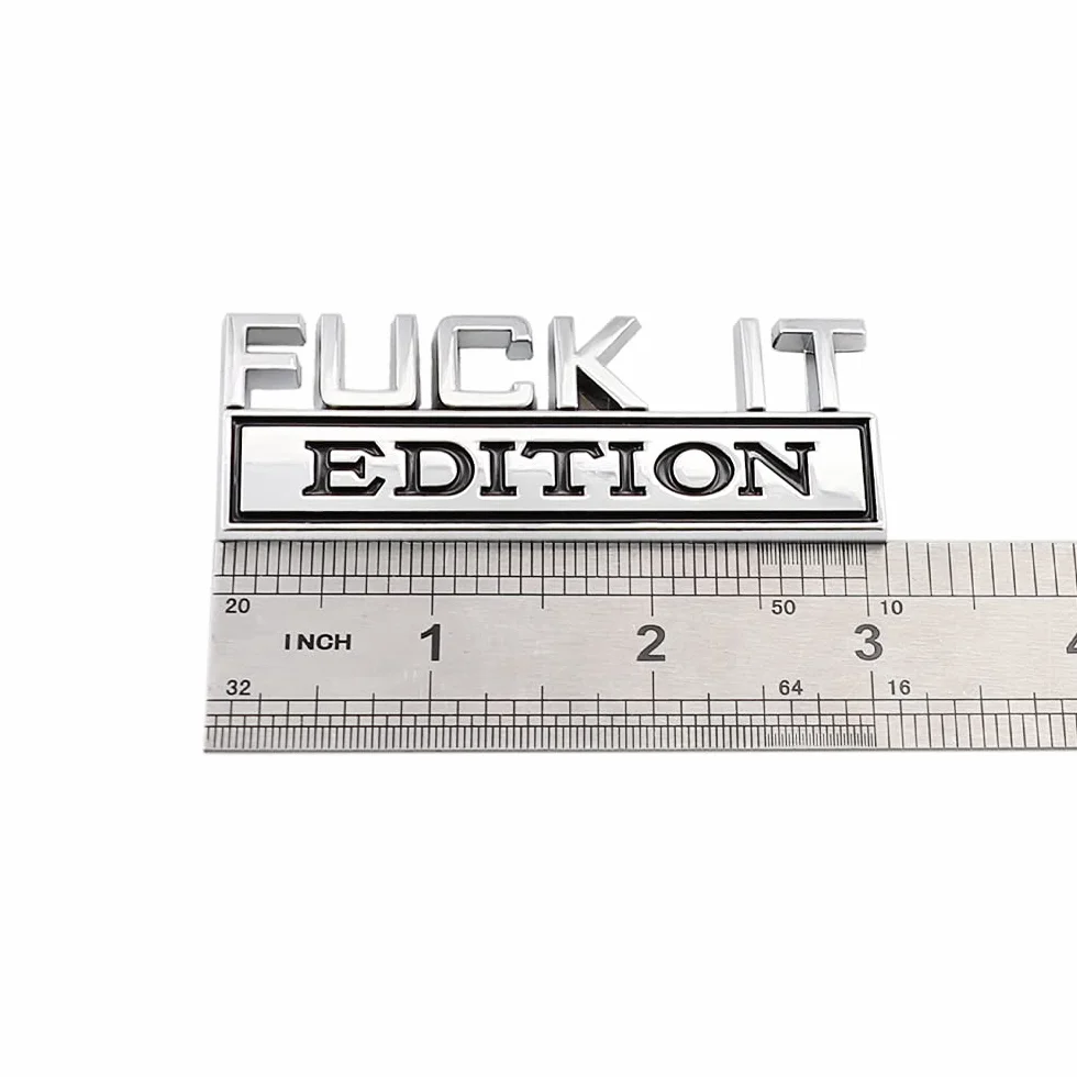 2 szt. Fuck It Edition emblemat kij odznaka błotnik znaczek naklejka na samochody ciężarowe motocykle bagaż SUV (CZARNY BIAŁY)