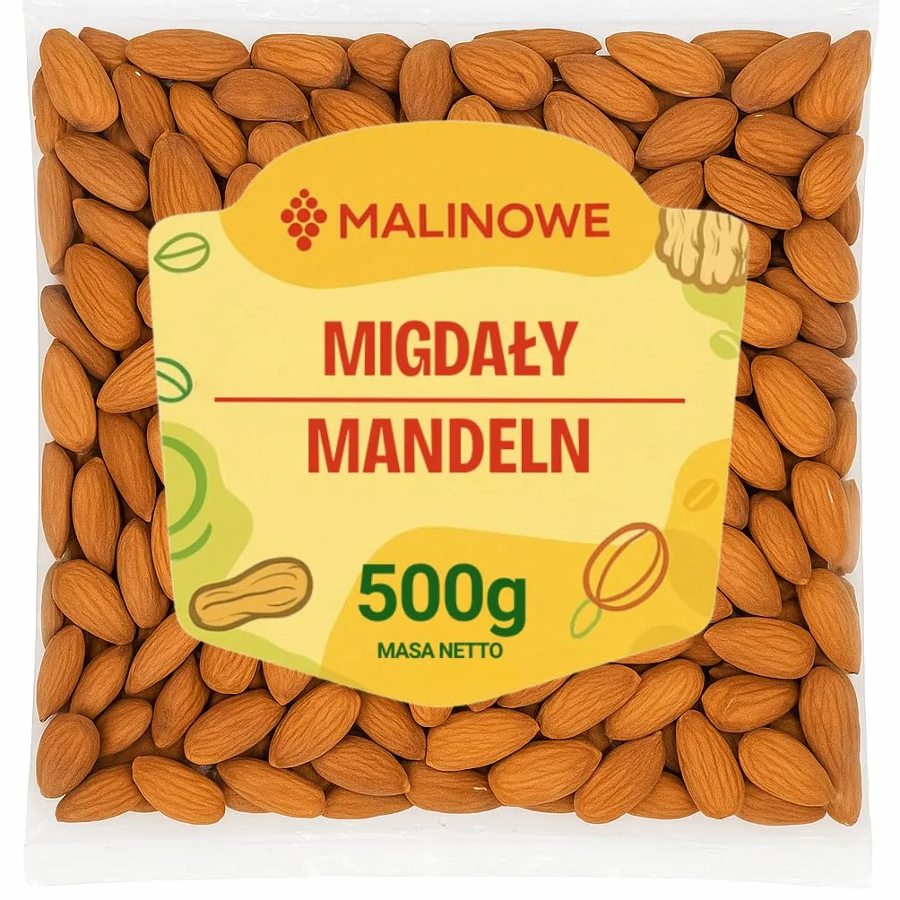 Malinowe MIGDAŁY 500g Naturalne Duże Pyszne
