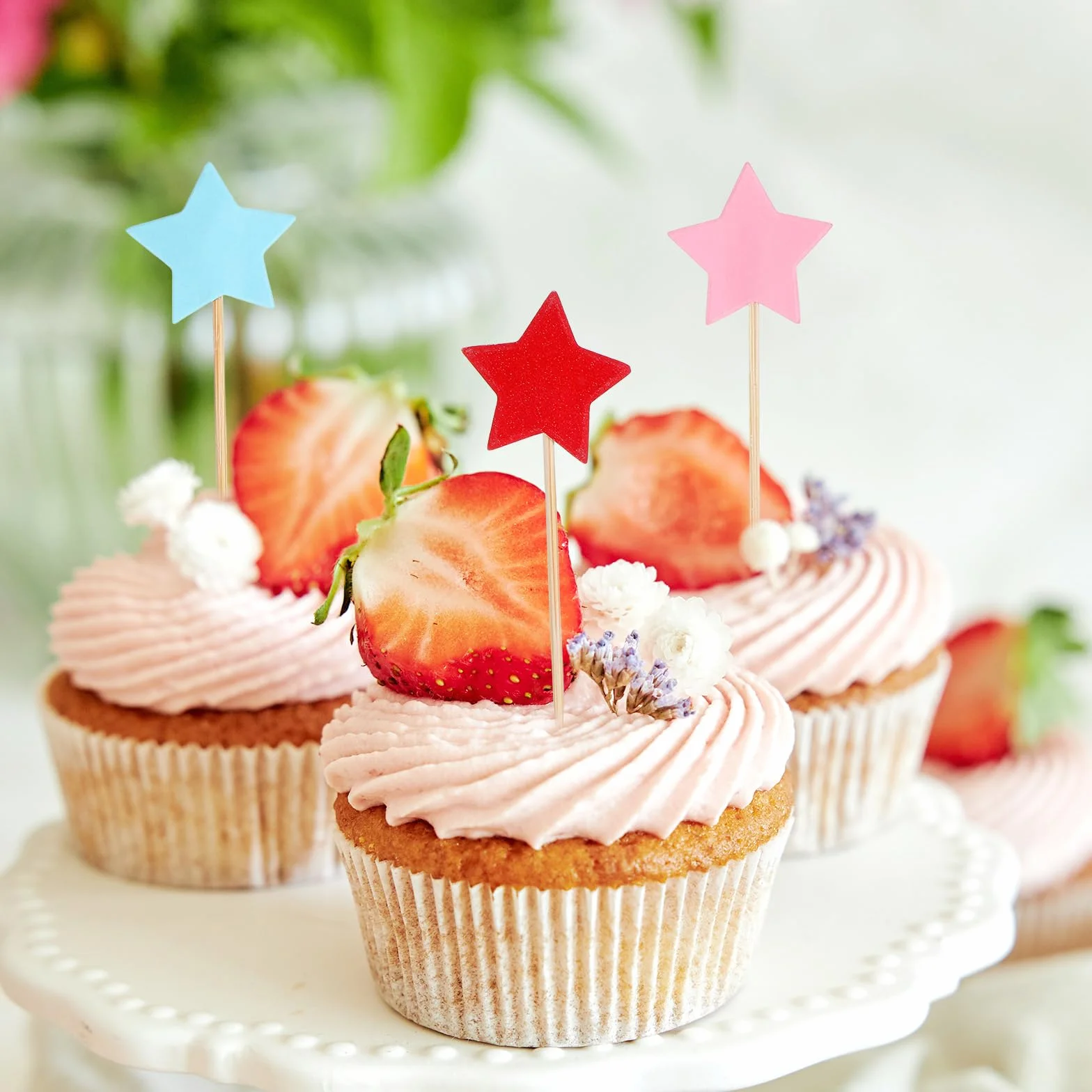 Ozdoby na babeczki gwiazdki brokatowe dekoracje na tort toppery urodziny ślub baby shower