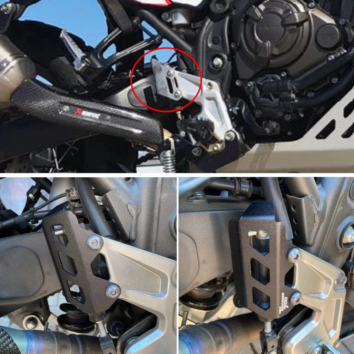 Dla YAMAHA TENERE 700 T700 2019 2020 2021 2022 akcesoria motocyklowe tylny zbiornik płynu hamulcowego + osłona czujnika ABS + osłona pięty