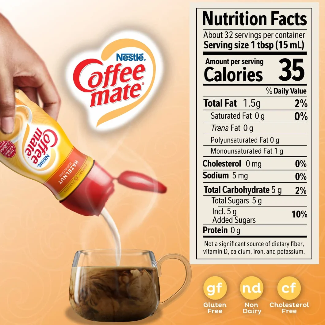 Nestle Coffee mate Hazelnut Liquid Coffee Creamer, 16 FL OZ