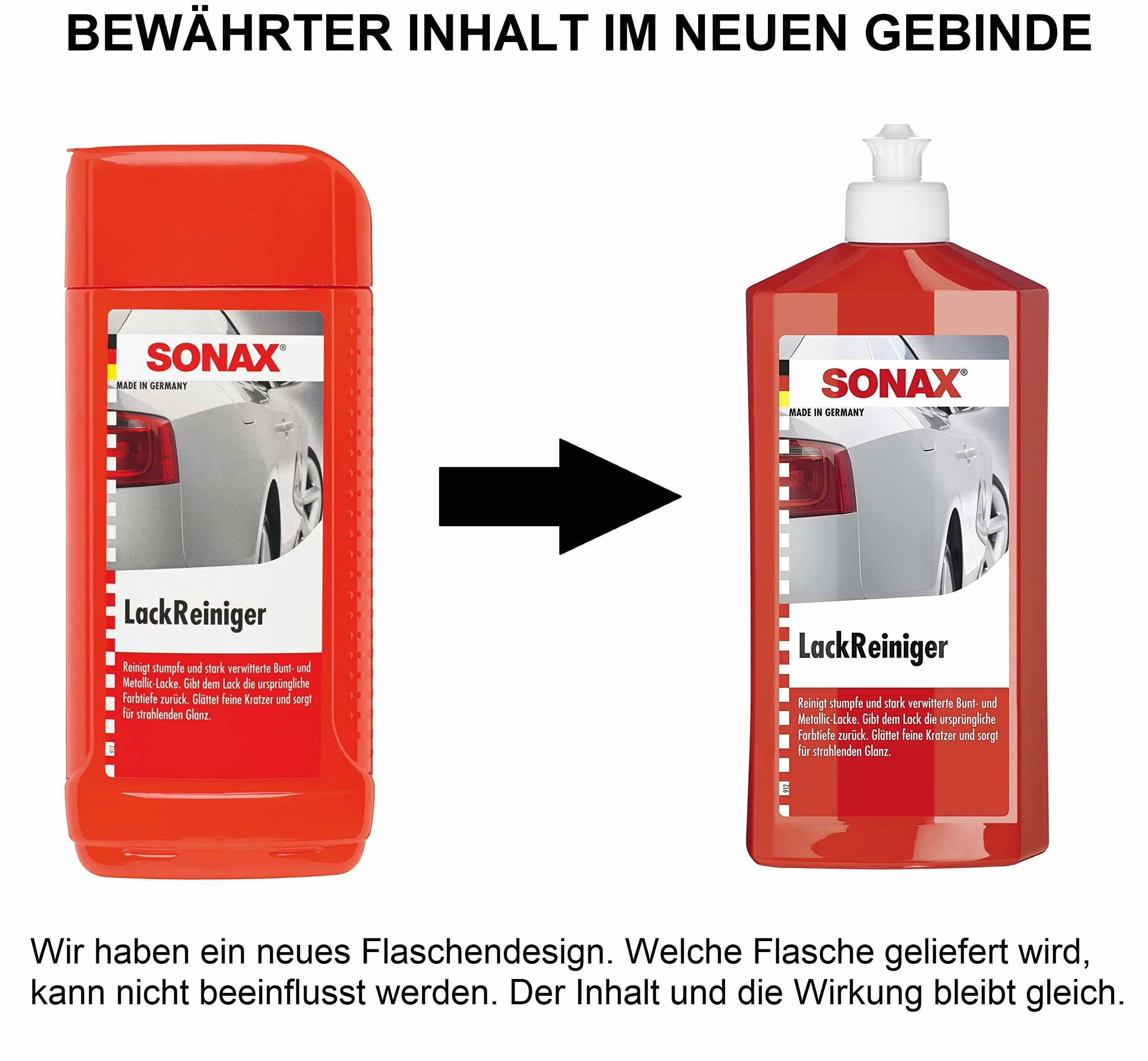 SONAX Środek do czyszczenia farb (500 ml) – czyści wyjątkowo wyblakły kolorowy i metaliczny lakier. Wygładza drobne zadrapania i nadaje promienny połysk. | Nr artykułu 0302200-544