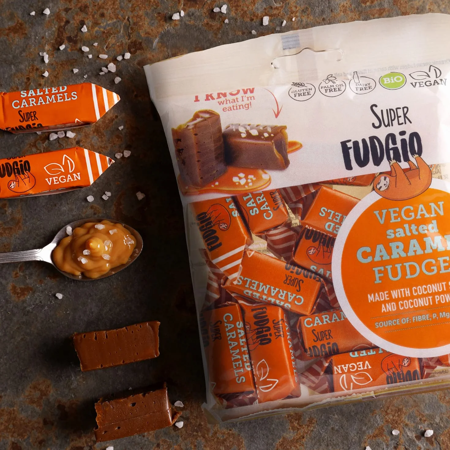 SUPER FUDGiO Ekologiczne krówki bezmleczne karmel z solą 150g
