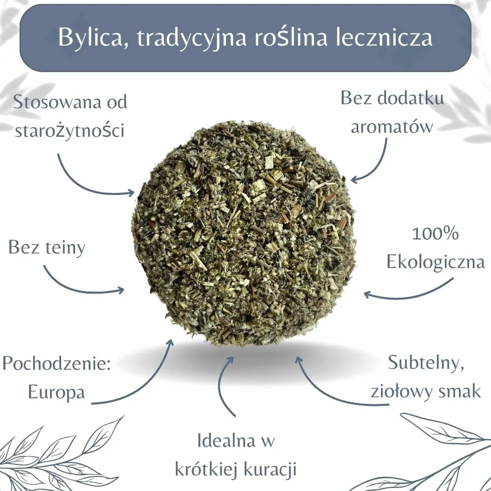 Luźne liście i łodygi bylicy pospolitej – herbata ziołowa i wspomagająca trawienie – Artemisia Vulgaris L. – uprawa ekologiczna – pakowana we Francji – torebka 100 g (50 filiżanek)