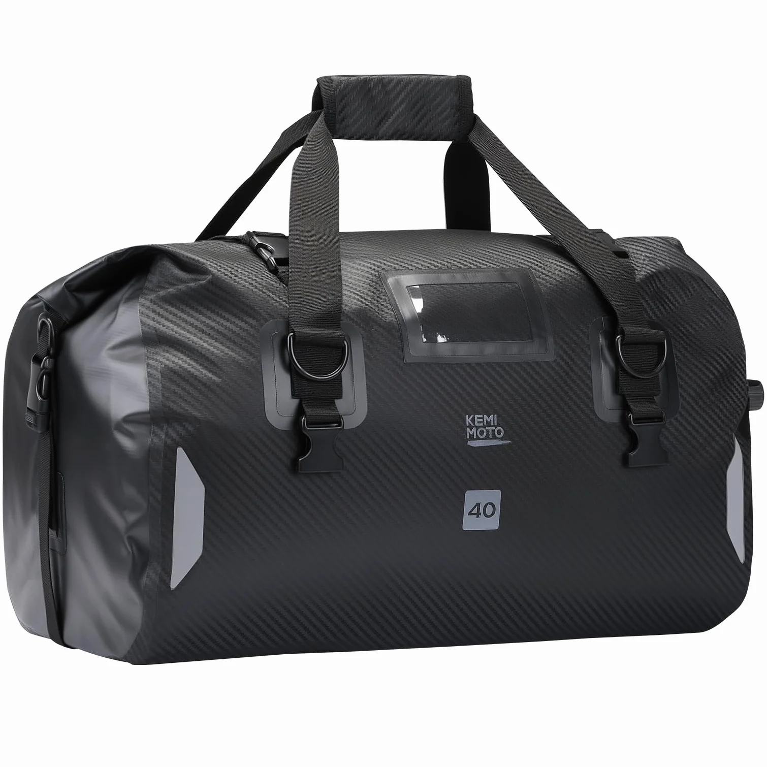 KEMIMOTO Torba motocyklowa, 40 l, wodoodporna tylna torba motocyklowa z paskiem na ramię, torba na siodełko motocyklowe z 4 pasami mocującymi do motocykli, jazdy na rowerze, kempingu, podróży