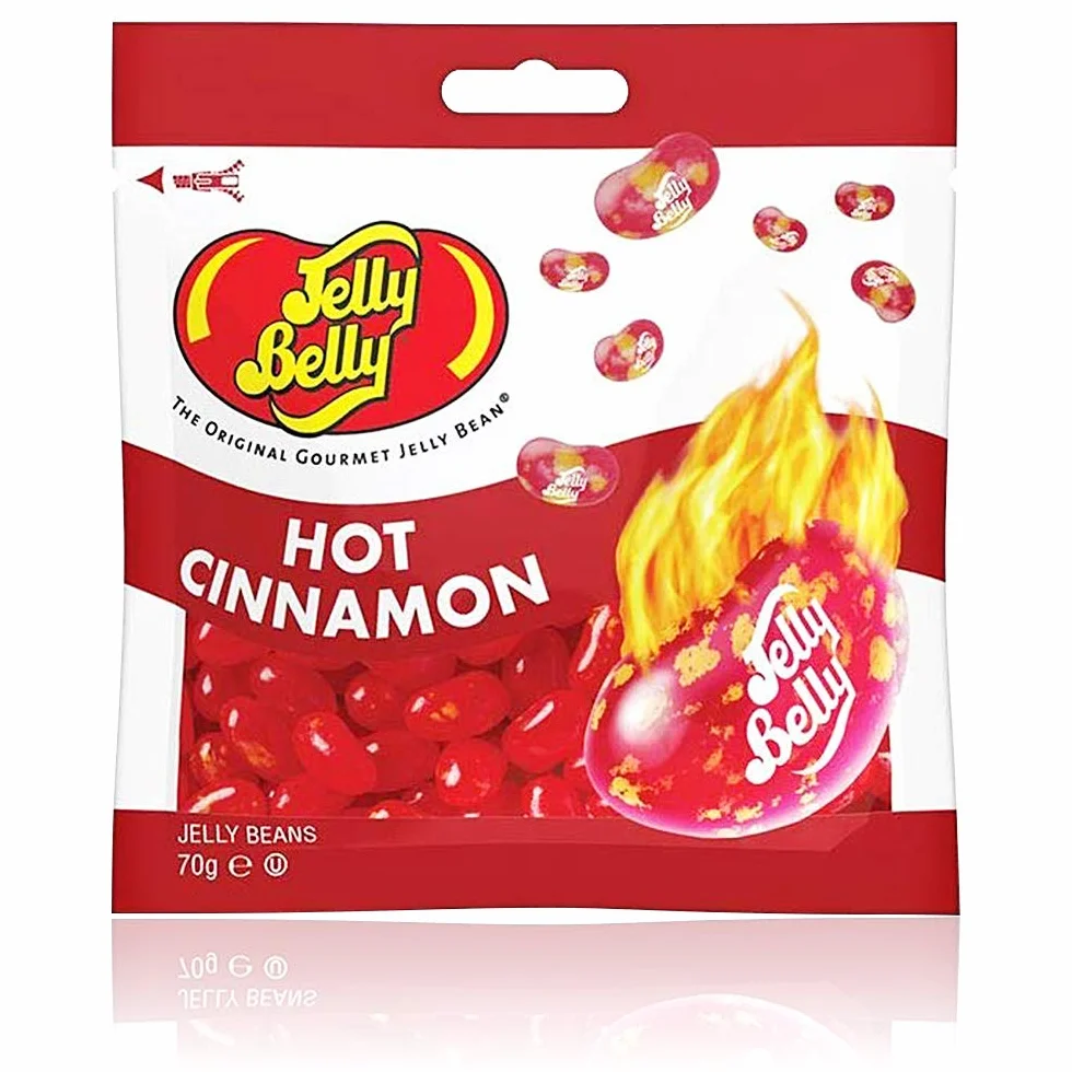 Jelly Belly Jelly Beans - bezglutenowe słodycze, bez nabiału i tłuszczu - smak gorącego cynamonu, prezenty żywnościowe dla dzieci, 70 g (12 sztuk)