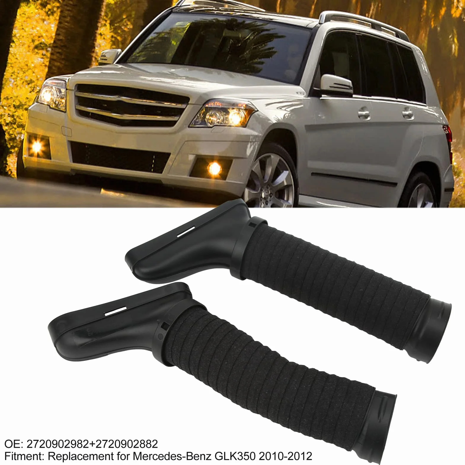 Wąż Wlotowy Filtra Powietrza Silnika 2720902982 2720902882 dla Benz GLK350 2010-2012 2 Szt. Filtr Wlotowy Powietrza Samochodowego Przewód Rurowy Wąż Lewego Prawego Zamiennika