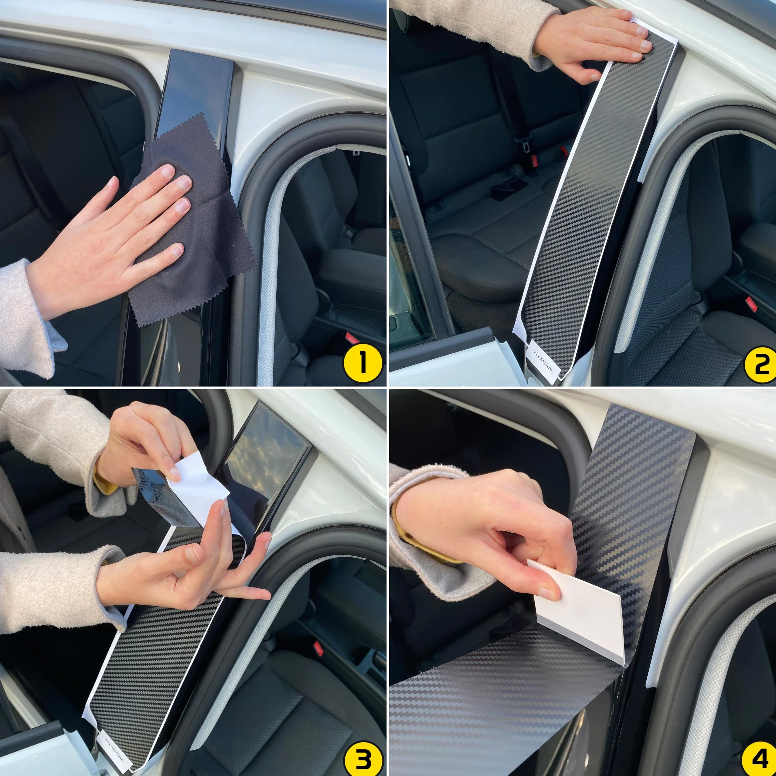 CAVERZ Smart-Repair Design zestaw do Mercedes SL R230 osłona kolumny C, listwa ozdobna, osłona tylnej listwy z PCW (czarny, wysoki połysk)