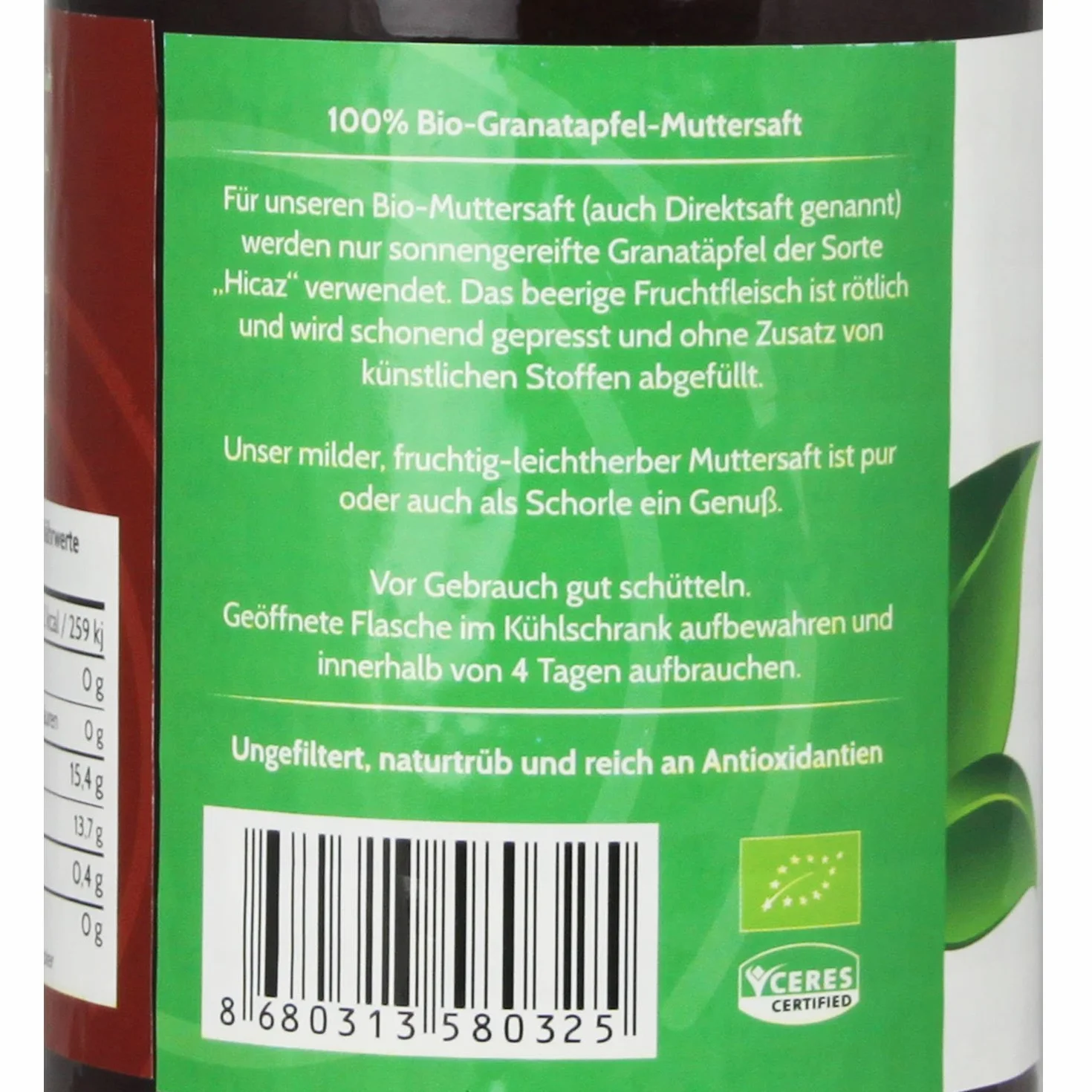 BenOrganic 12 x 1 l bio sok z granatów, 100% sok z kontrolowanej uprawy biologicznej, sok bezpośredni, naturalny mętny