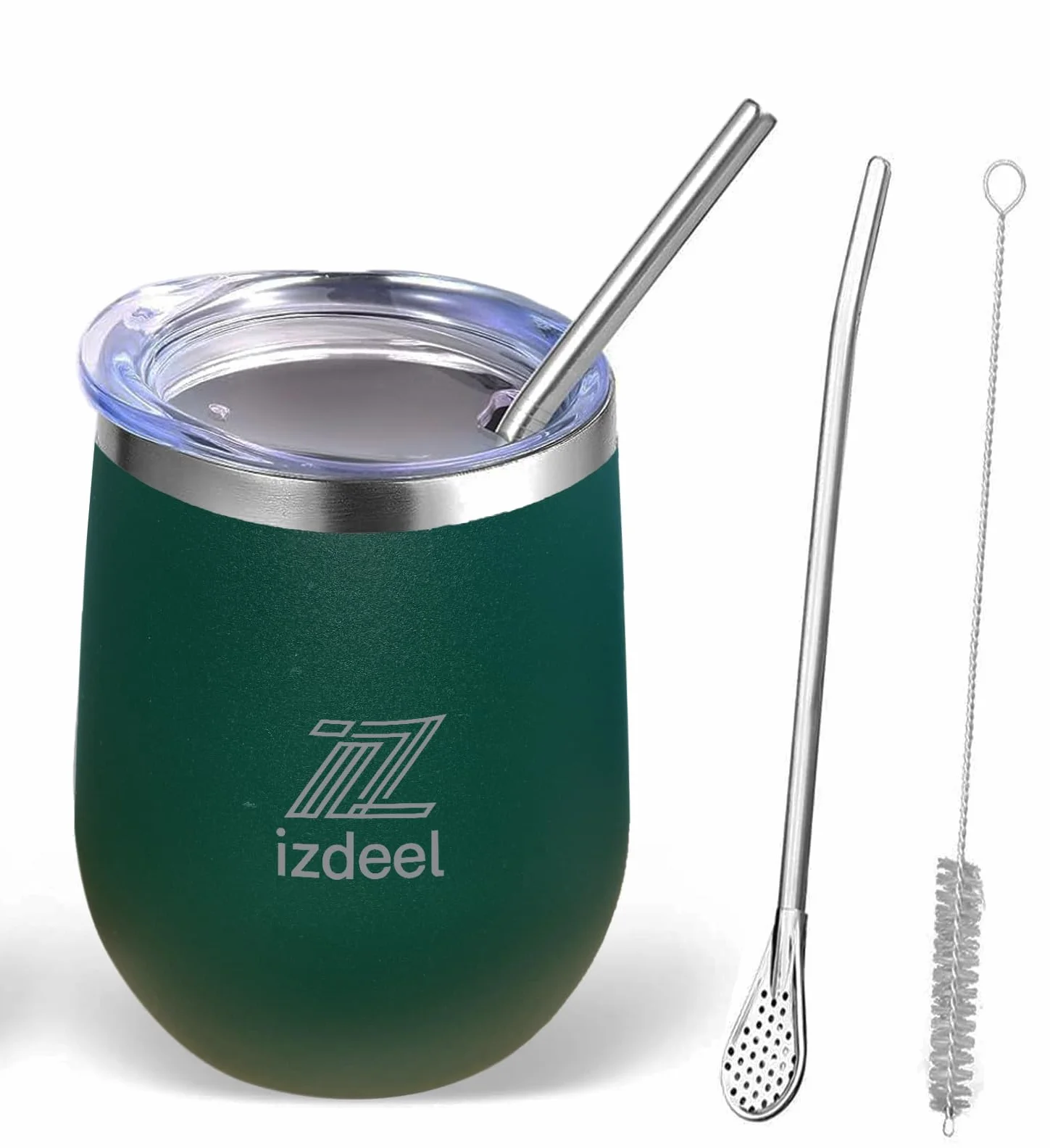 Zestaw kubków i butelek ze stali nierdzewnej Yerba Mate - Podwójna ścianka termiczna 350 ml zielony