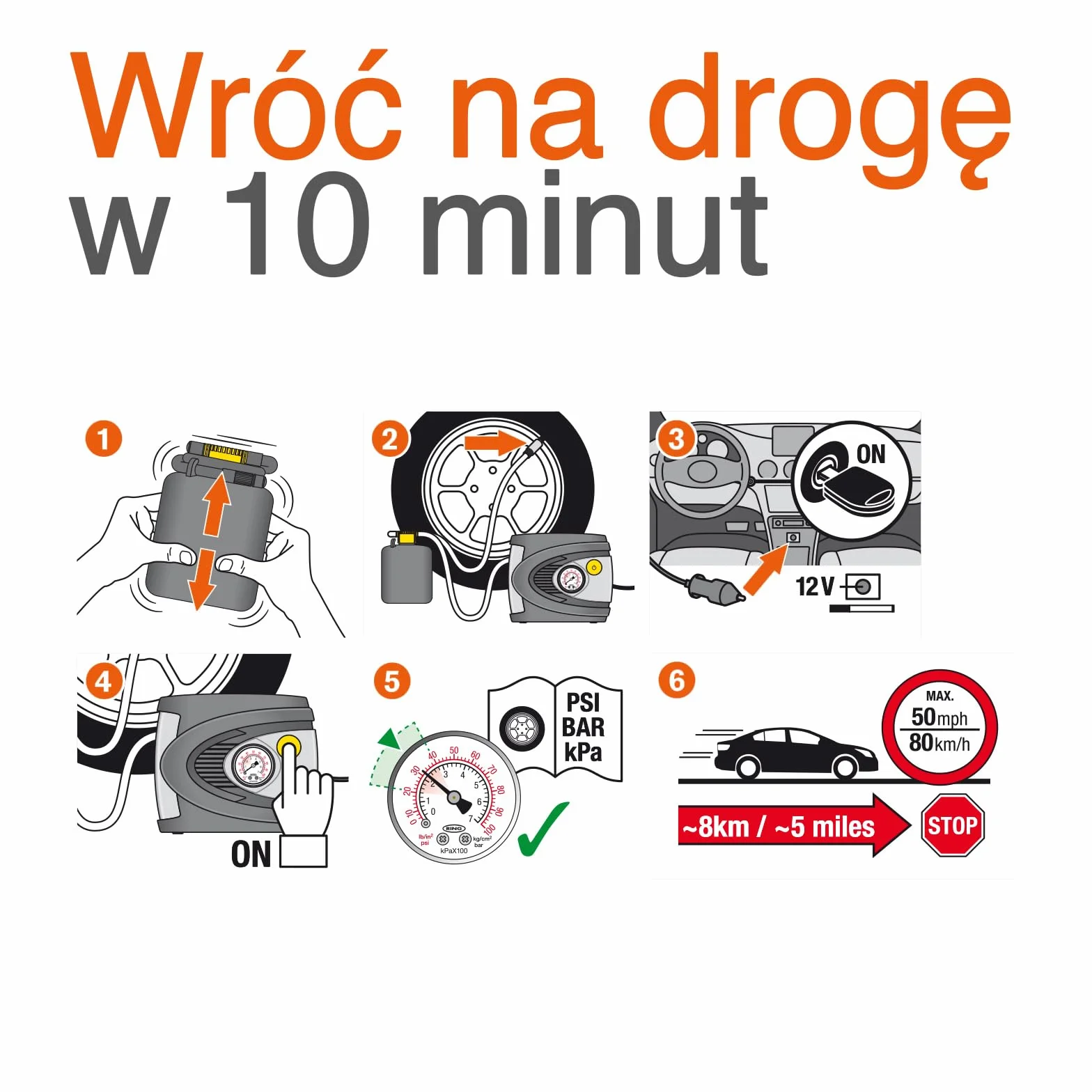 OSRAM TYREseal KIT ESSENTIAL, uszczelniacz do opon 450 ml, kompresor analogowy, TPMS Safe, zestaw