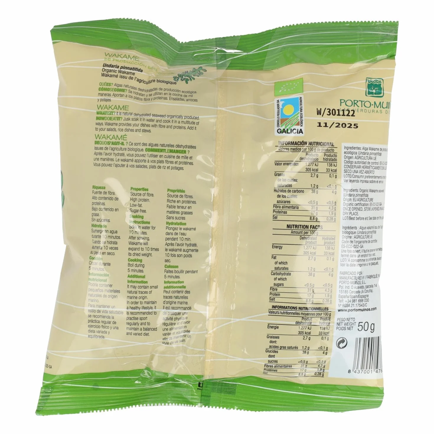 Porto-Muiños Wakame suszone algi 50 g