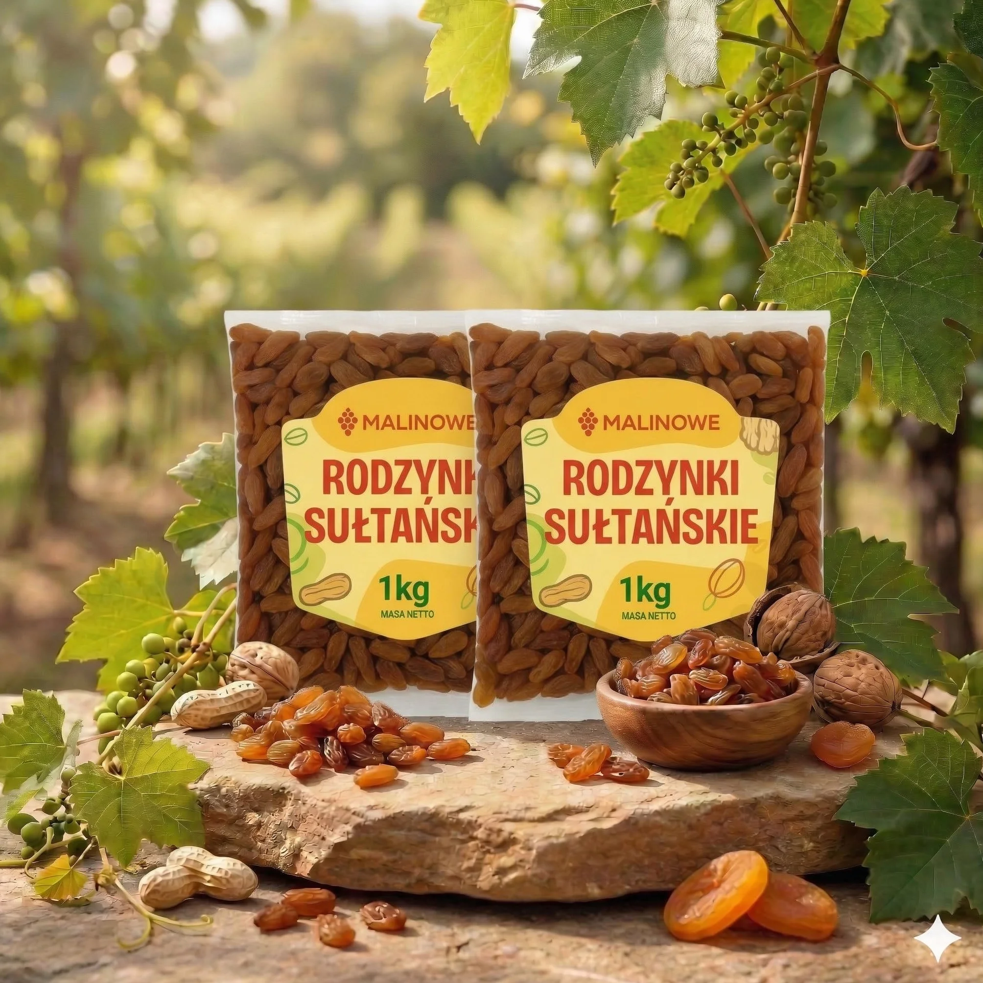 Malinowe RODZYNKI SUŁTAŃSKIE 2x1kg Zestaw Super Jakość