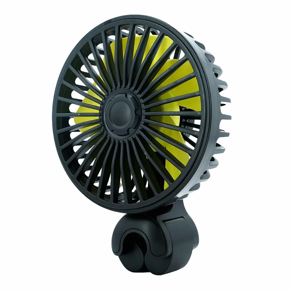 Wentylator samochodowy na tylne siedzenie, 12 V, 360°, 3 prędkości, 5 V, przenośny wentylator samochodowy, podwójny wentylator do samochodu, nadaje się do domu/biura/ciężarówki, kampera, łodzi