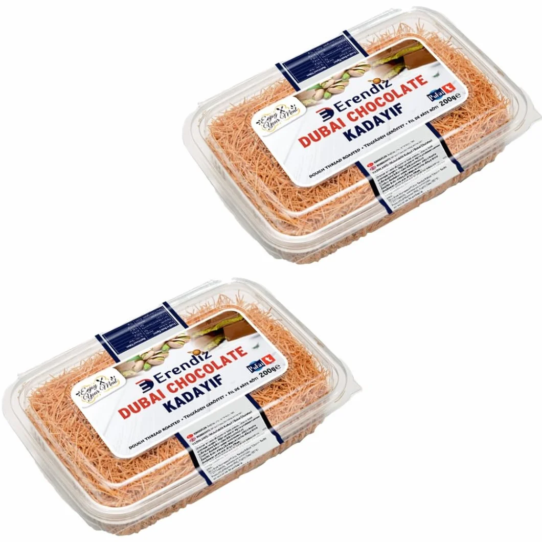 2 x Pufai Erendiz prażone kadafi, pasmo do ciasta, specjalne kadayıf do czekolady Dubaju, włosie anielskie, w praktycznym opakowaniu o dobrej jakości, długa trwałość 200 g