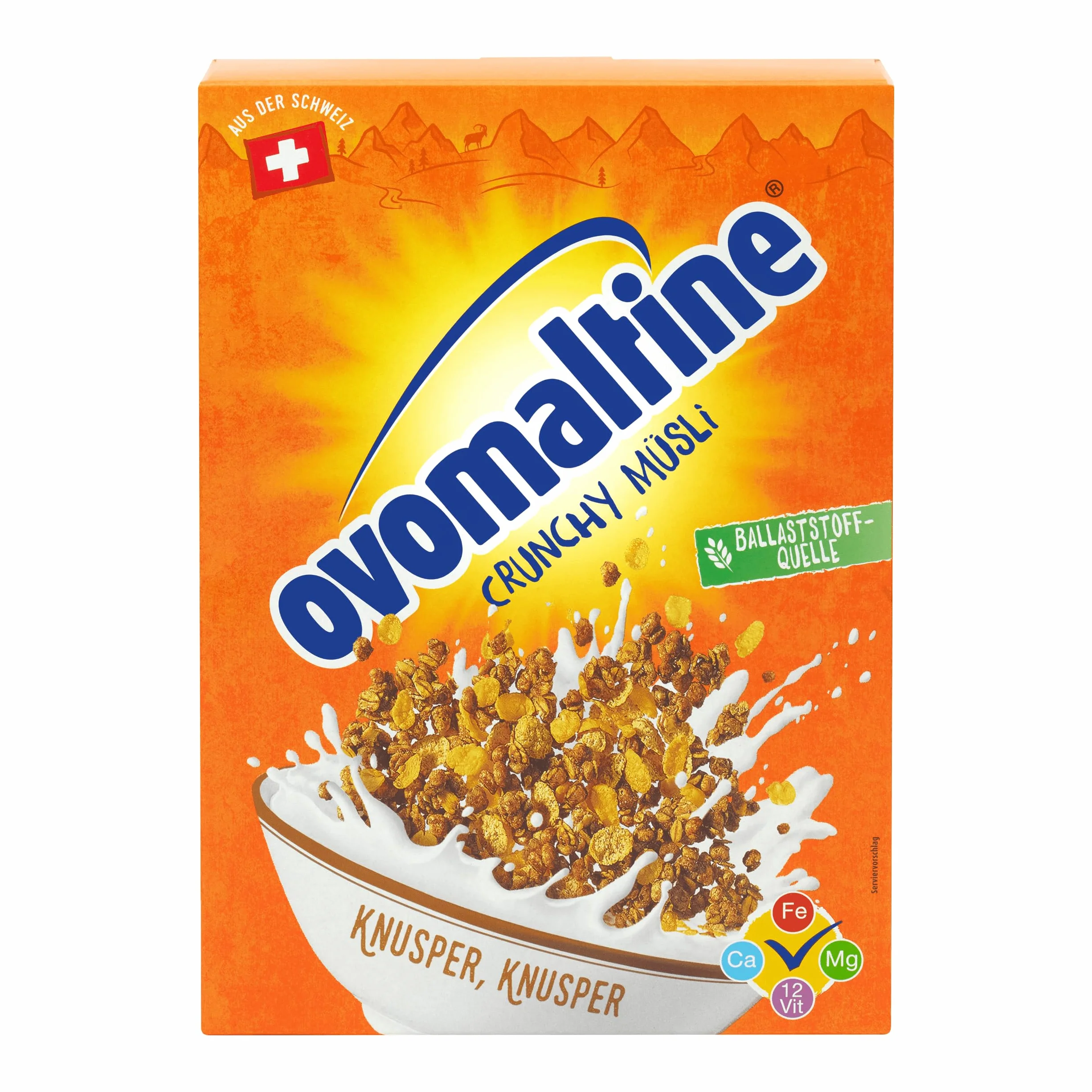 Ovomaltine Crunchy musli czekoladowe chrupiące zboże owomaltina witaminy błonnik minerały 450 g