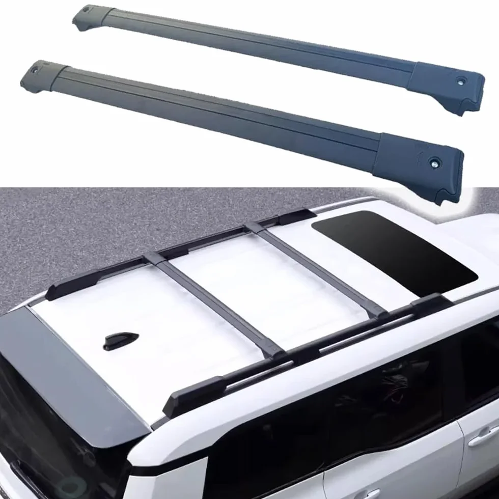 Bagażnik dachowy z poprzeczką, pasuje do Toyota Land Cruiser Prado J250 2024 2025, aluminiowe poprzeczki do dachu, bagażnika, kajaka, kajaka, ze stopu aluminium, czarny, 2 szt