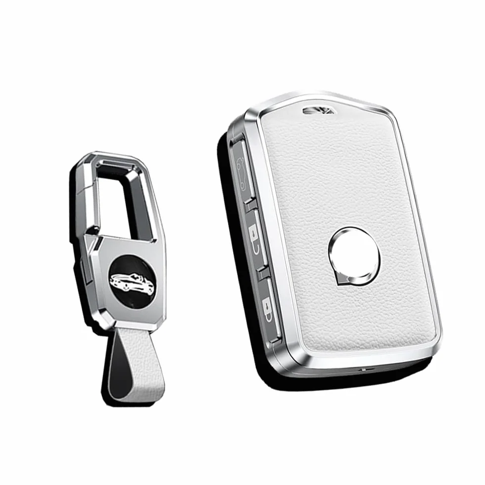 Etui na klucze pasuje do Volvo Smart etui ochronne do Volvo XC60 XC70 XC90 C30 S60 S80 S90 V60 V70 V90 pudełko na klucze skóra boczne przyciski białe