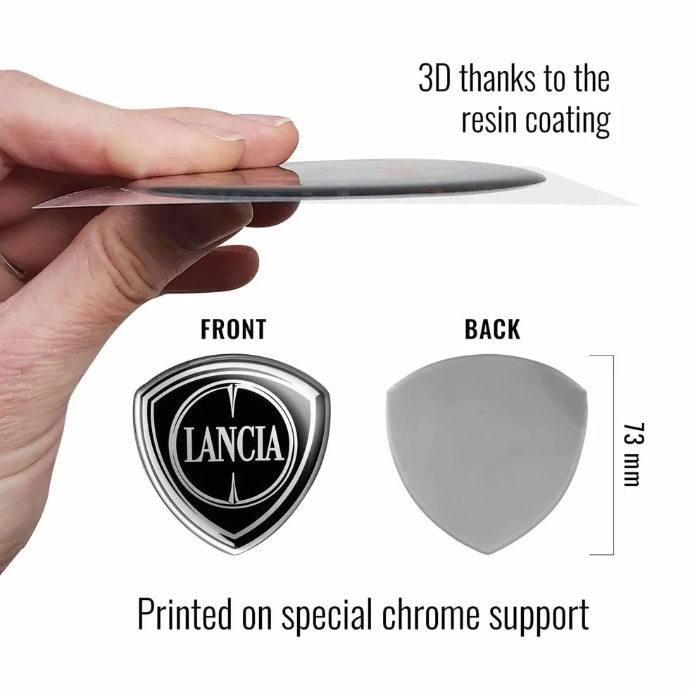 Lancia 21265 oficjalne logo naklejki 3D na Ypsilon, tył, czarny, 71 x 73 mm