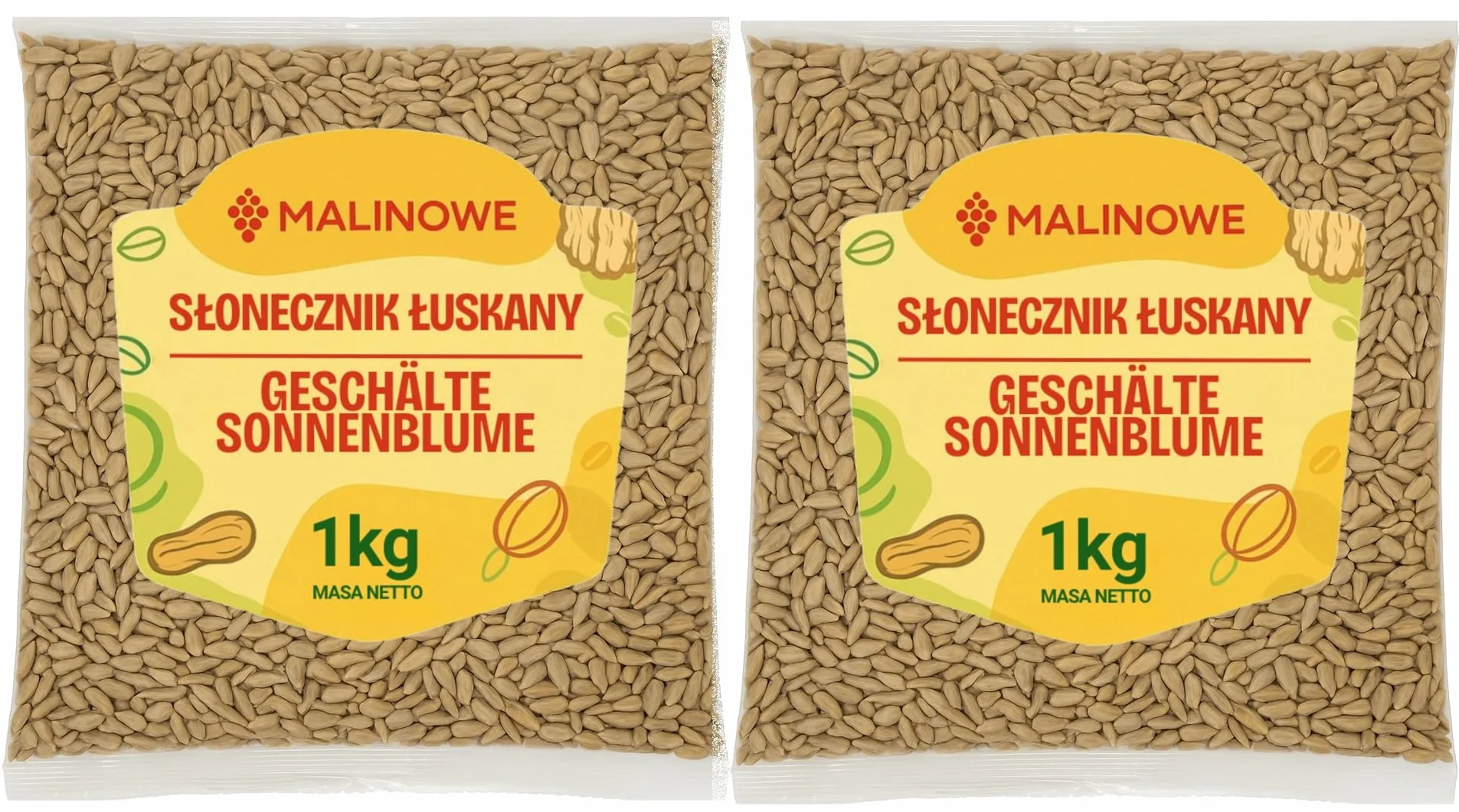 Malinowe SŁONECZNIK ŁUSKANY 2x1kg Zestaw Pyszny