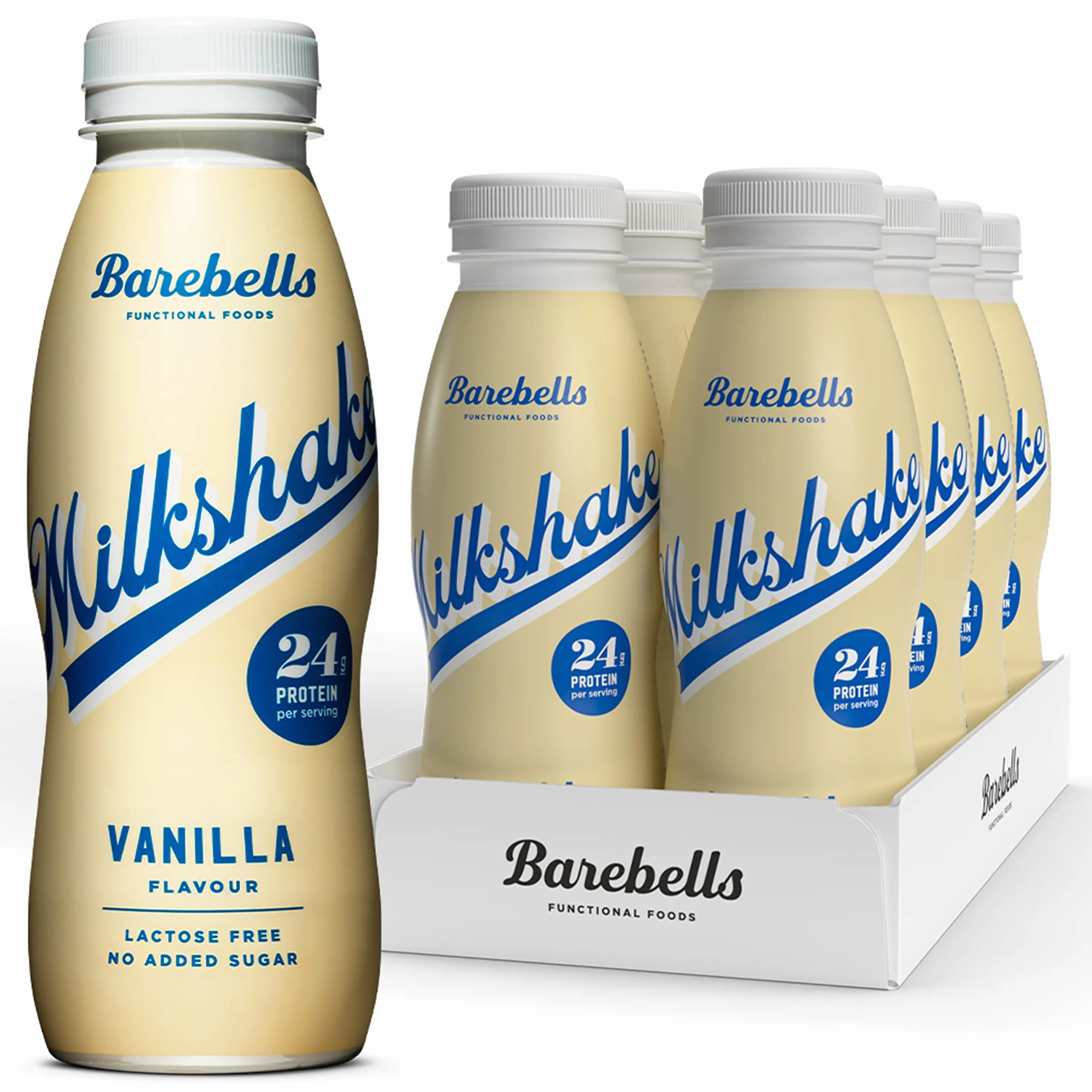 Barebells Kremowy shake białkowy – niskocukrowe, 24 g białka na butelkę, bez laktozy – waniliowy koktajl mleczny, 8 x 330 ml